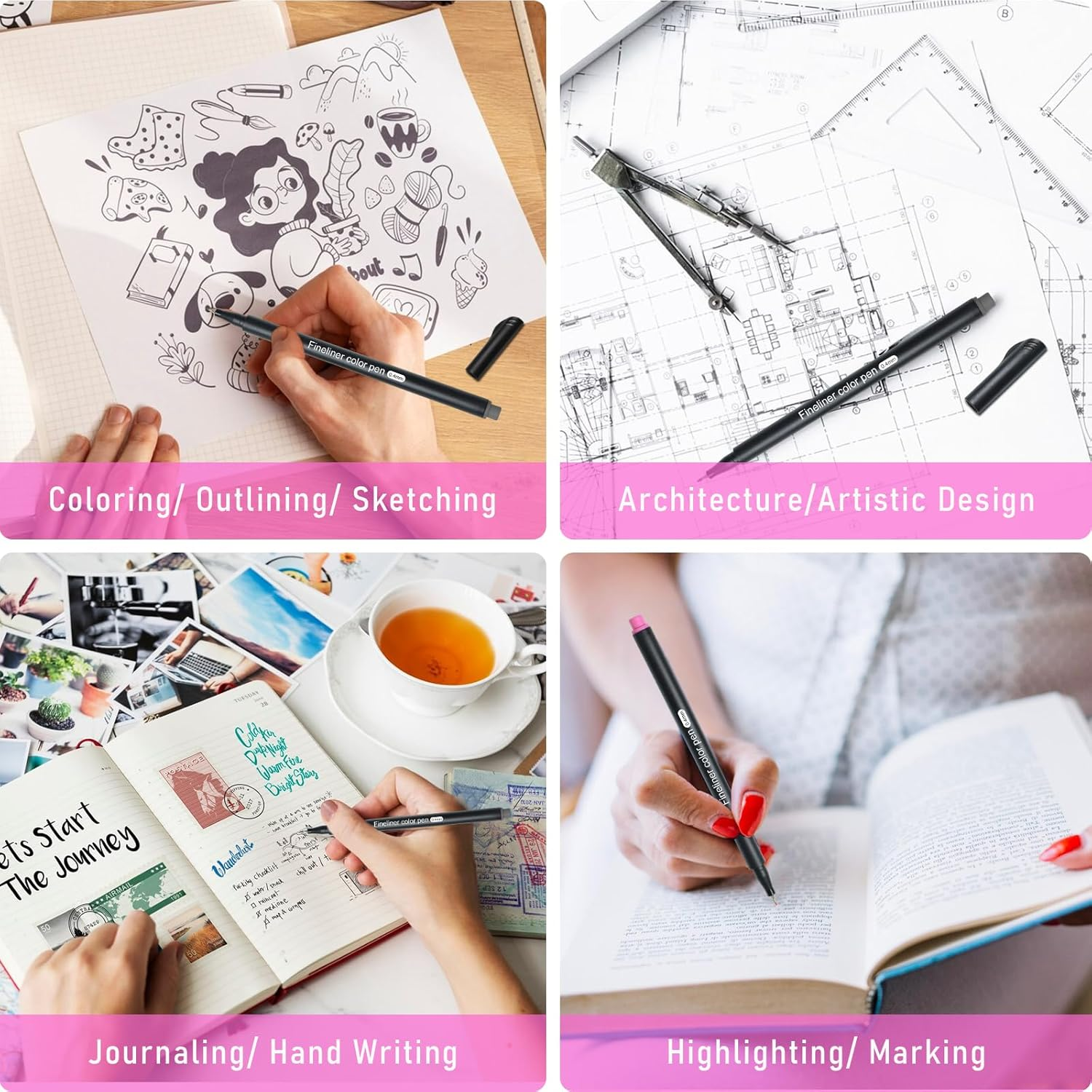 SAYEEC Fineliner Color Pen Set 24 Colors Fine Tip Pens 0.4Mm Journal Planner Pens Coloring Markers Water Based Drawing Sketching Writing Pen for Adult Coloring Book Taking Notes image number 1