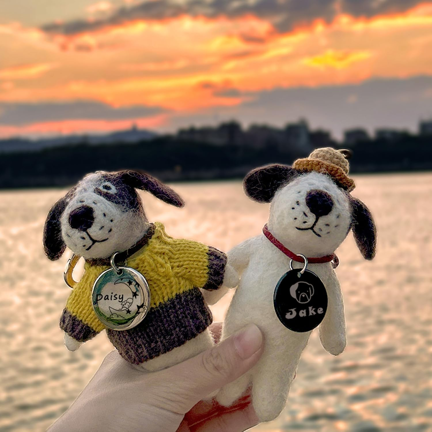 Flower Crown Pattern Art Design - Customizable Cat Dog ID Tags Suitable for Small Pets - Stainless Steel Deep Engraving Rose Gold Charm