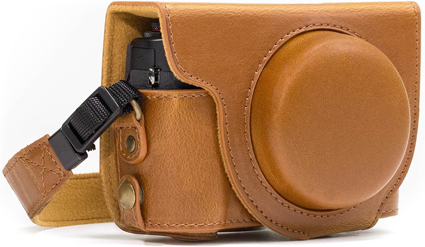 Megagear Canon Powershot G7 X Mark II Ever Ready Leather Camera Case and Strap, with Battery Access - Black - MG975