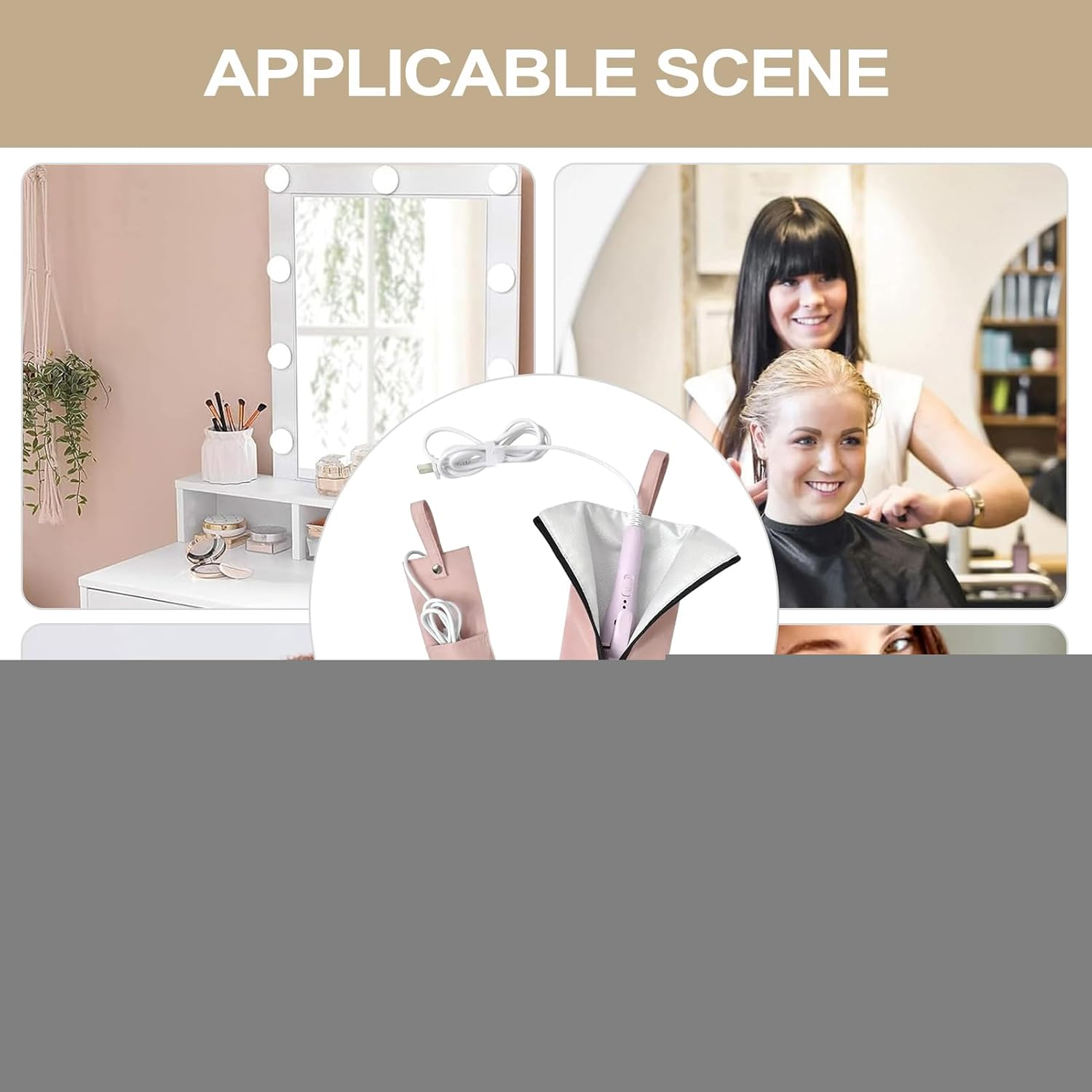 Curling Iron Travel Case,Heat Resistant Storage Pouch | Dustproof Waterproof Hair Styling Tool Organizer for Travel Vanity Table RV Salon Hairstylist Makeup Station Home - Pink image number 2