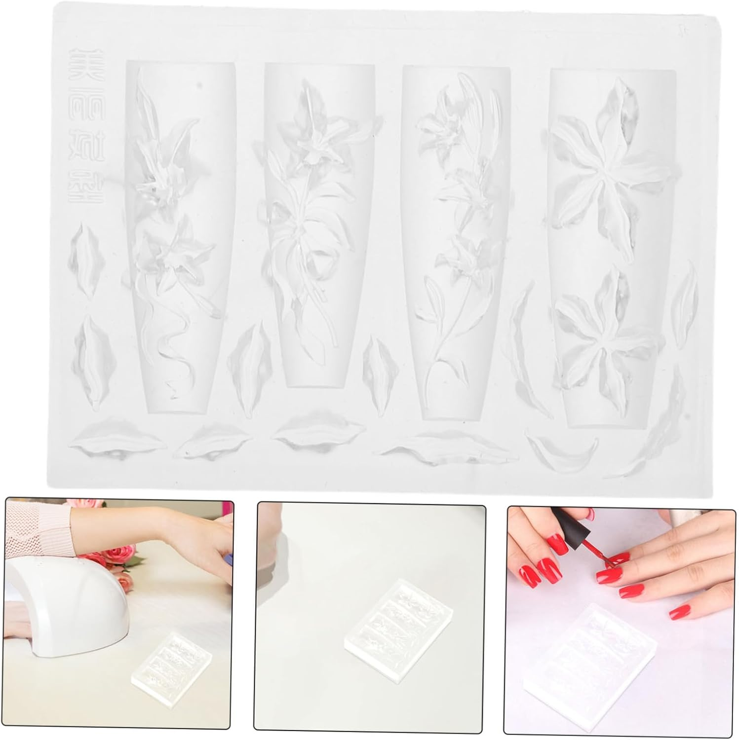 SAFIGLE Lily Flower Silicone Nail Mold for Manicure Art Chinese Style Floral Embossed Nail Sculpting Tool for Salon and Home Use image number 5