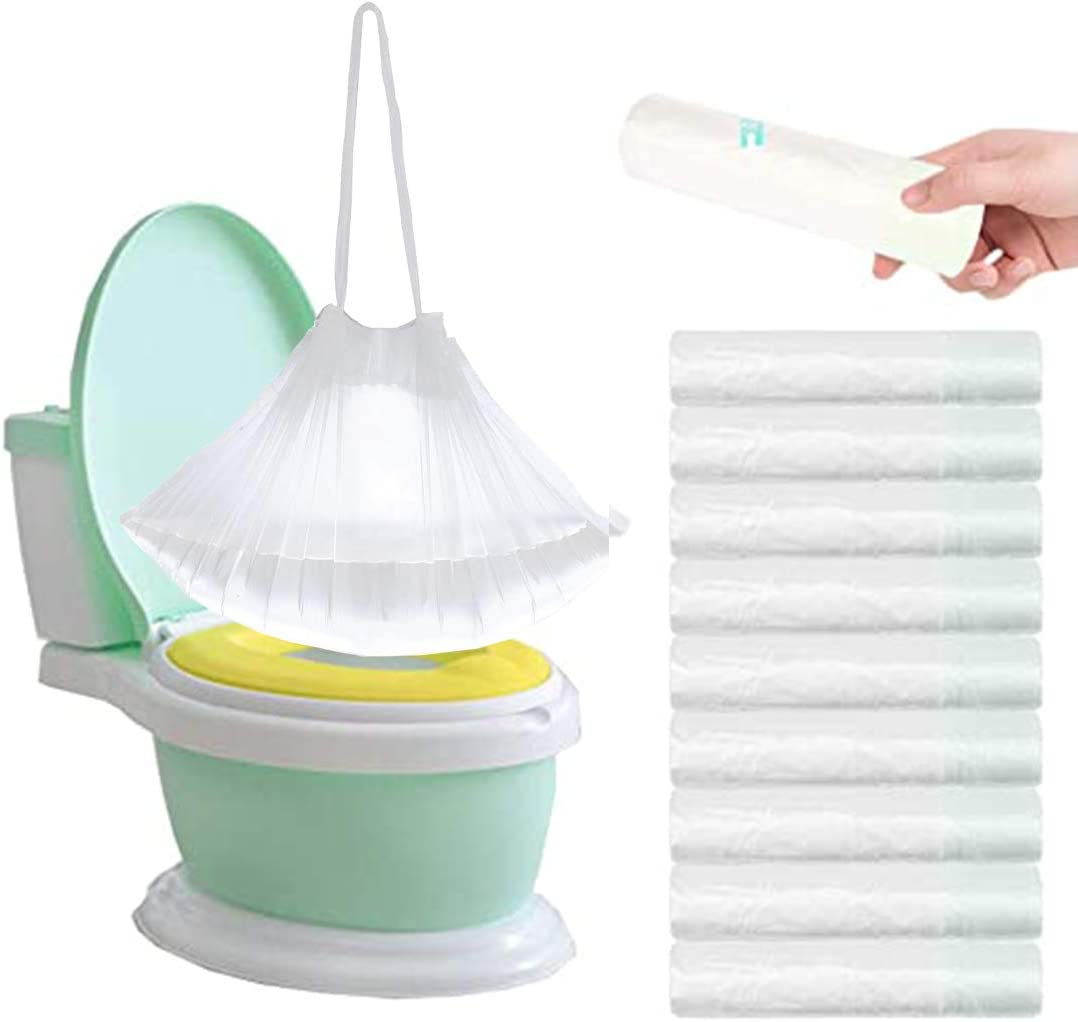 100Pack Potty Chair Liners with Drawstring,Toilet Seat Potty Bags Cleaning Bag for Kids Toddlers,Baby Training Seat