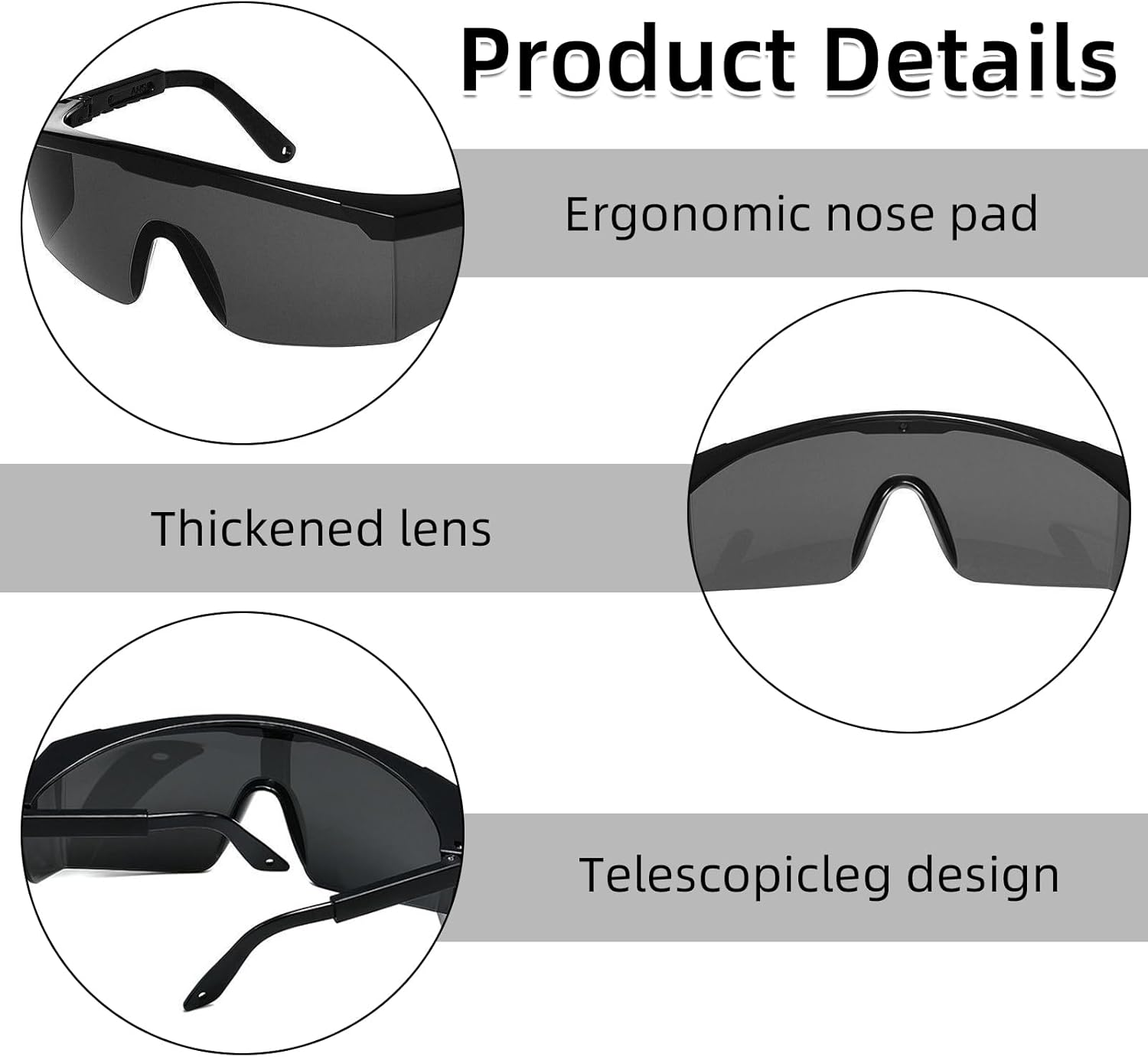 Pack of 2 IPL Light Protection Glasses, 200 Nm - 2000 Nm Wavelength Laser Safety Glasses, HPL/IPL Hair Removal with UV-C Protection, Laser Safety Glasses, Solarium Glasses, Cosmetic Eye Protection image number 6