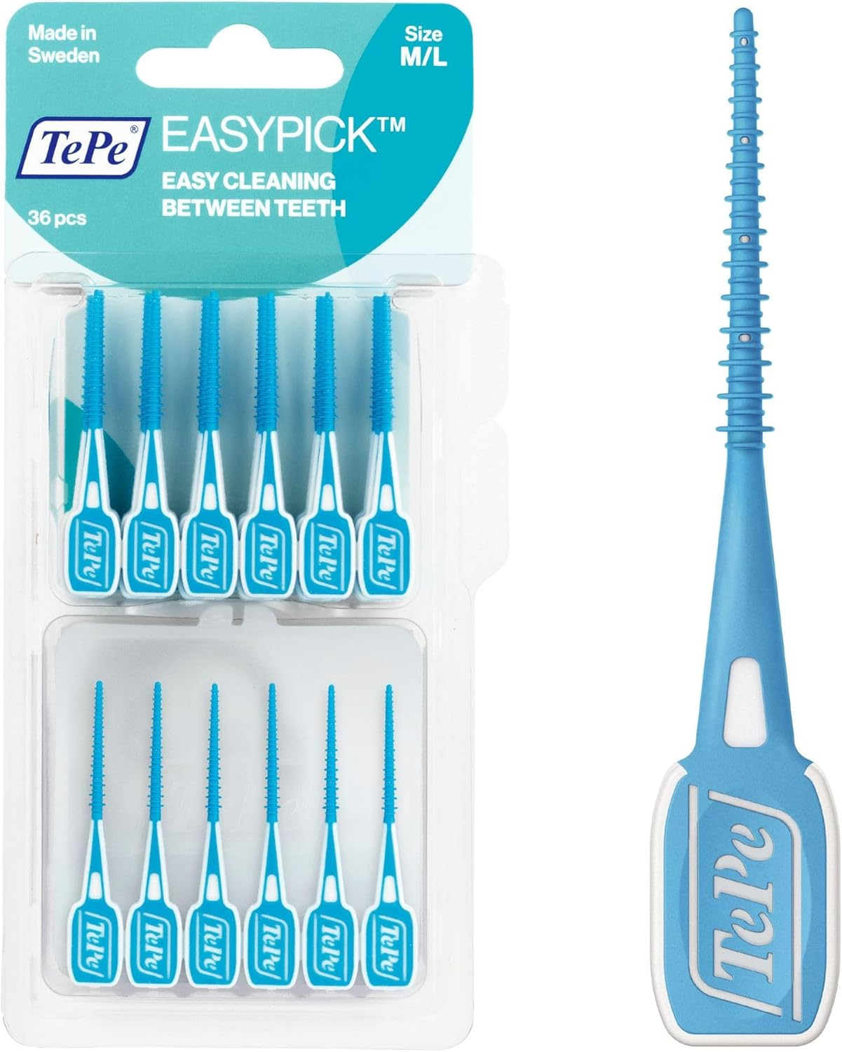 Tepe Easypick Toothpicks, Blue, ISO M-L, 36Pcs, Plaque Remover, Efficient Clean between the Teeth, Durable Dental Picks for Small Gaps, Comes with Travel Case image number 4