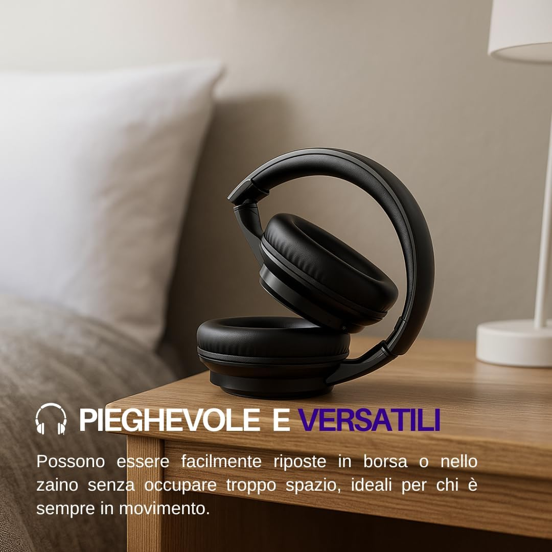 Trevi DJ 12E35 BT Wireless Over-Ear Headphones, Hifi Stereo Headphones with Microphone, 12 Hours Runtime, Controls on Ear Cup, Foldable and Lightweight, Compatible with Apple and Android for Travel image number 5