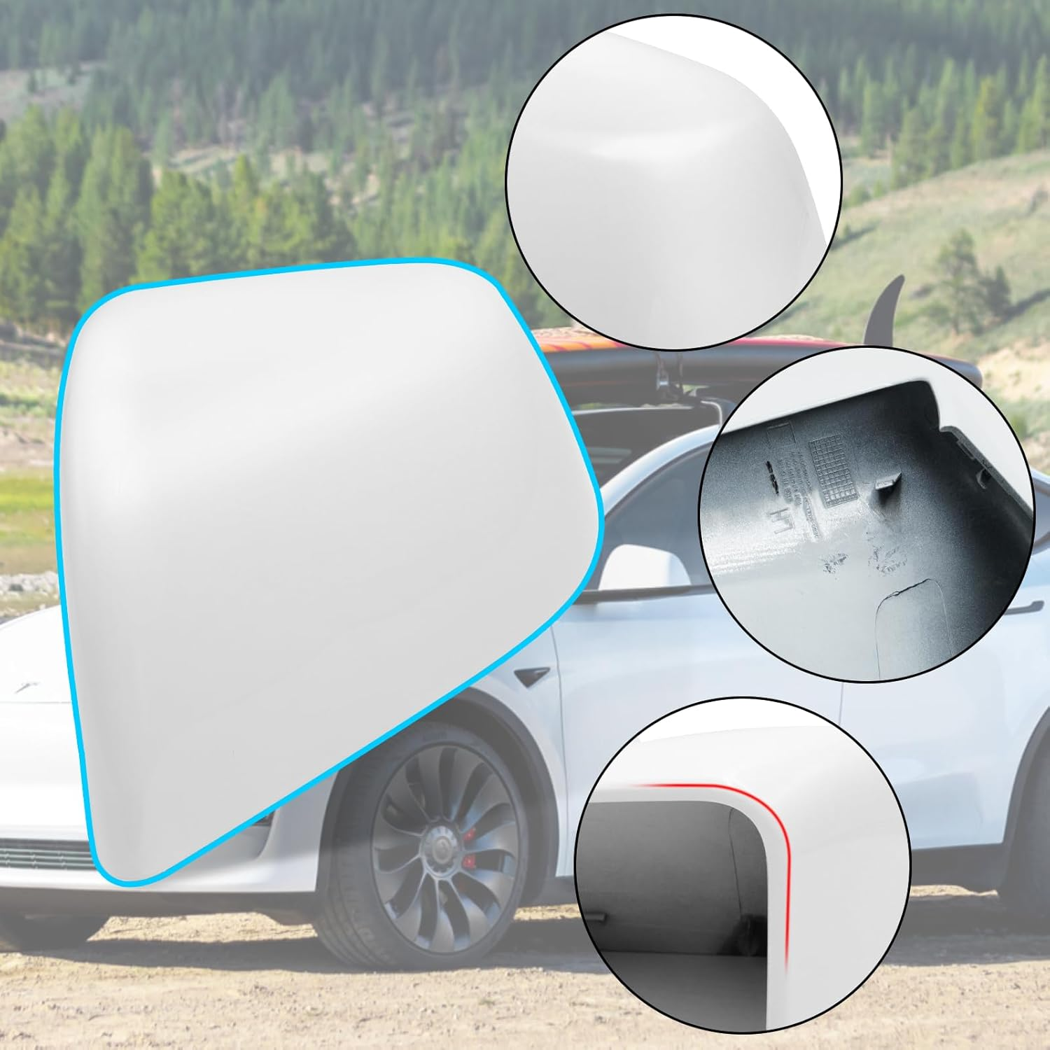 Jaronx Compatible with Tesla Model Y Mirror Caps Side Mirror Replacement 2020-2024,Left Right Rear View Mirror Cover,Side Mirror Cover Cap for Tesla Model Y Accessories (Pearl White) image number 1