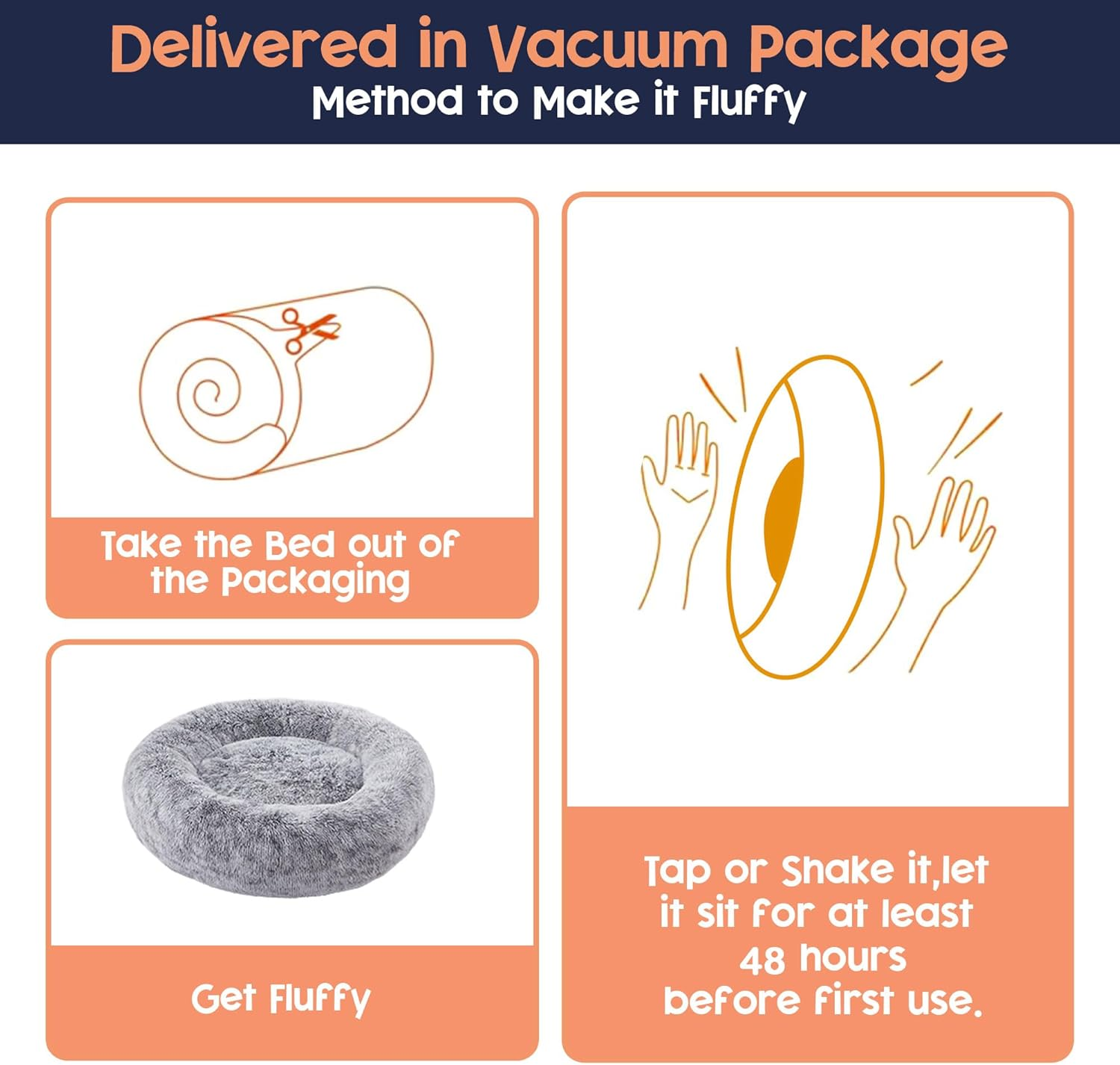 YOUYICI Calming Dog Bed for Dog & Cat, Donut Washable Puppy Bed with Ultra-Plush Support, Fluffy Faux Fur Plush Cushion Beds for Small Medium Dogs (70CM) image number 4