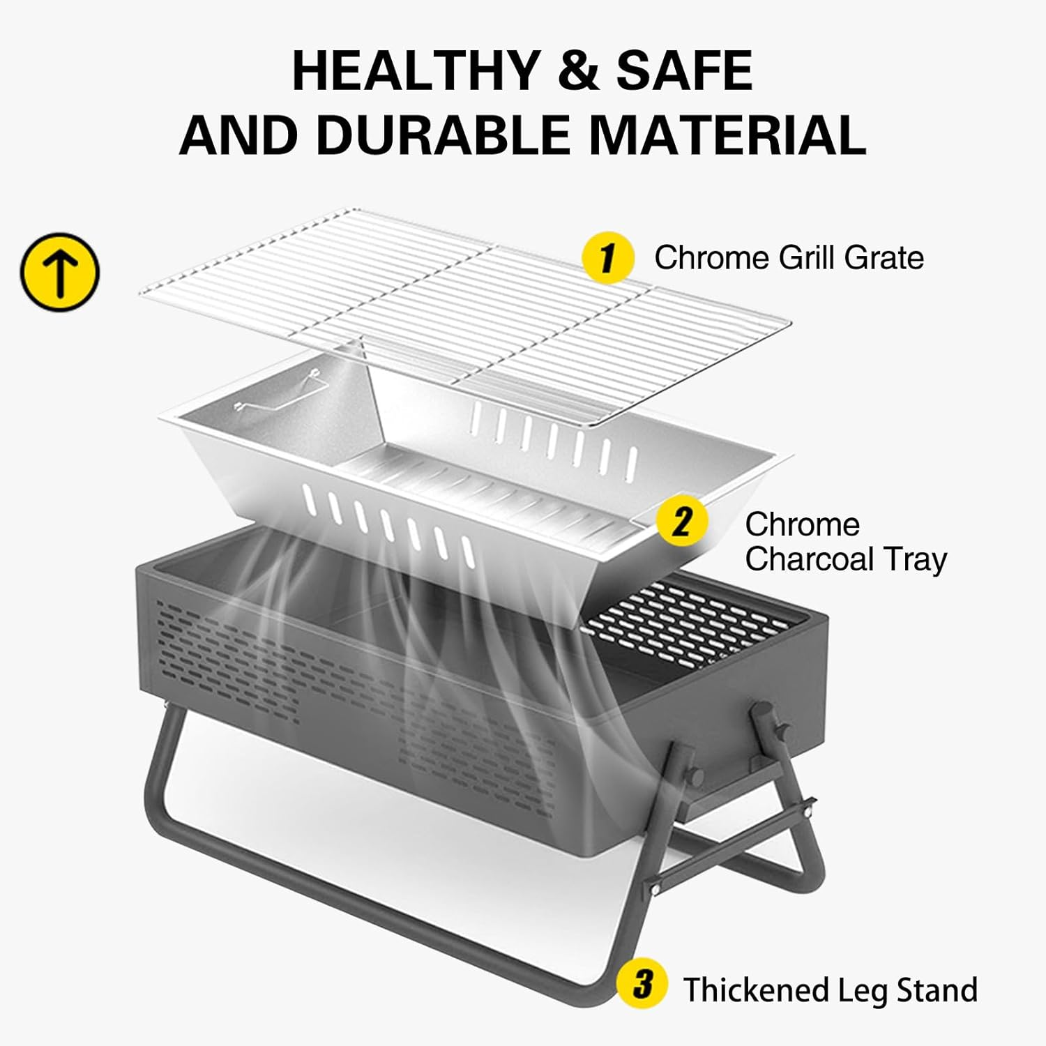 Barbecue Grill, Folding BBQ Tabletop Grill, Portable Barbecue Charcoal Grill, BBQ Tool Kits for Outdoor Grilling Cooking Camping Hiking Picnics Tailgating Backpacking Party image number 5