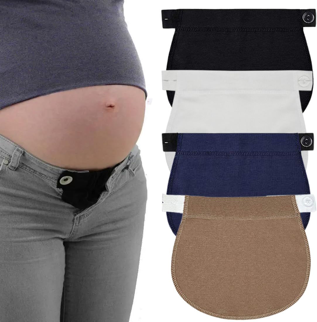 Pack of 4 Jeans Extensions with Adjustable Waistband, Elastic Maternity Trousers Extender, Adjustable Waistband Extension for Pregnant Women image number 3