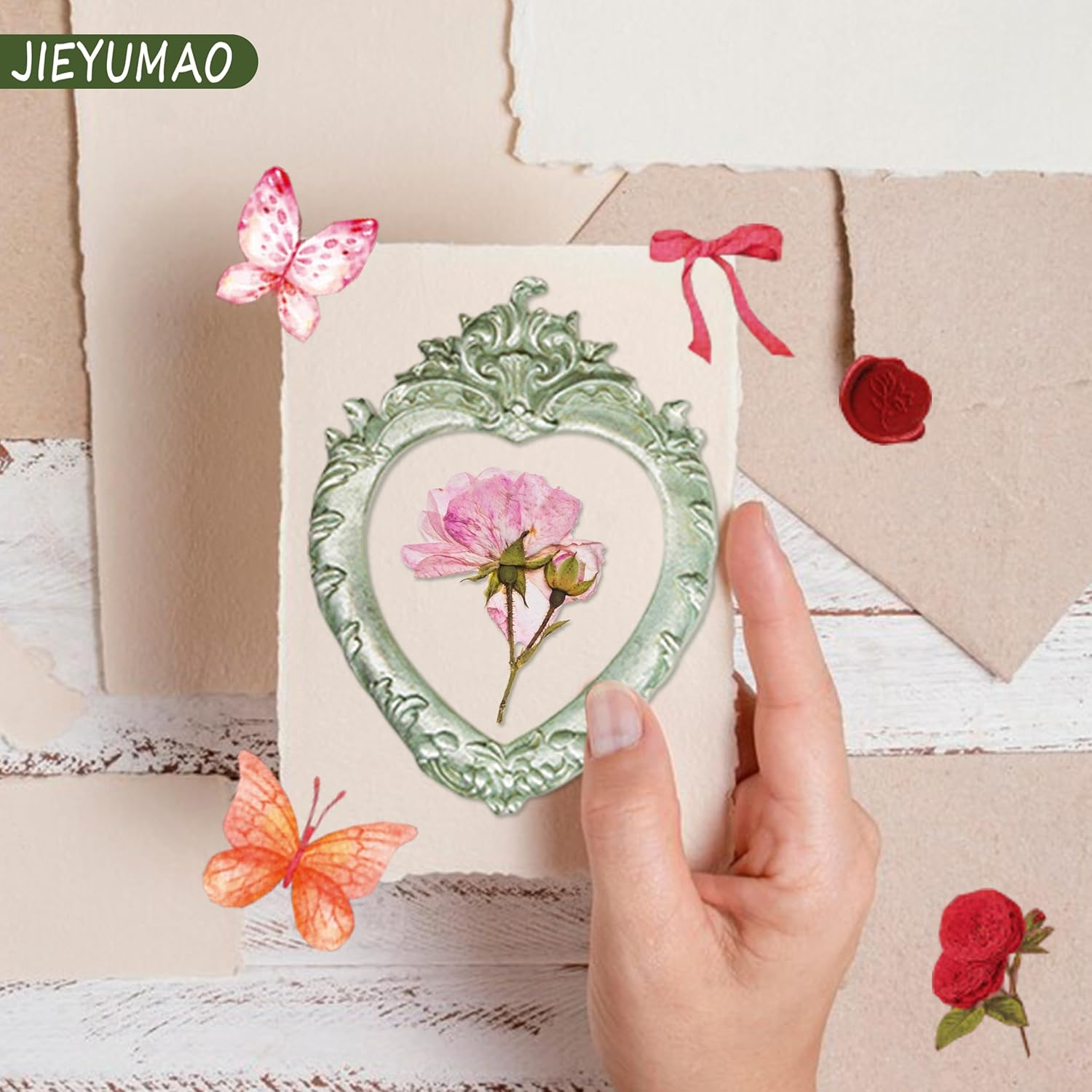 JIEYUMAO Scrapbooking Lace Frames, 70Pcs Vintage Cutout Lace Scrapbook Paper, Scrapbook Paper Lace Cutouts with Tweezers, Multicolor Window Frame Decorative Paper for DIY Crafts Making