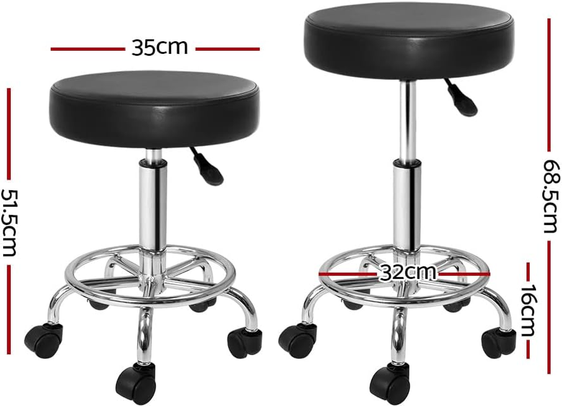 Artiss round PU Salon Stool, Bar Stools Swivel Lounge Drafting Chair Piano Guitar Seat Barber Chairs Outdoor Spa Indoor Home Office Kitchen Furniture, Adjustable Height Hydraulic Lift Black