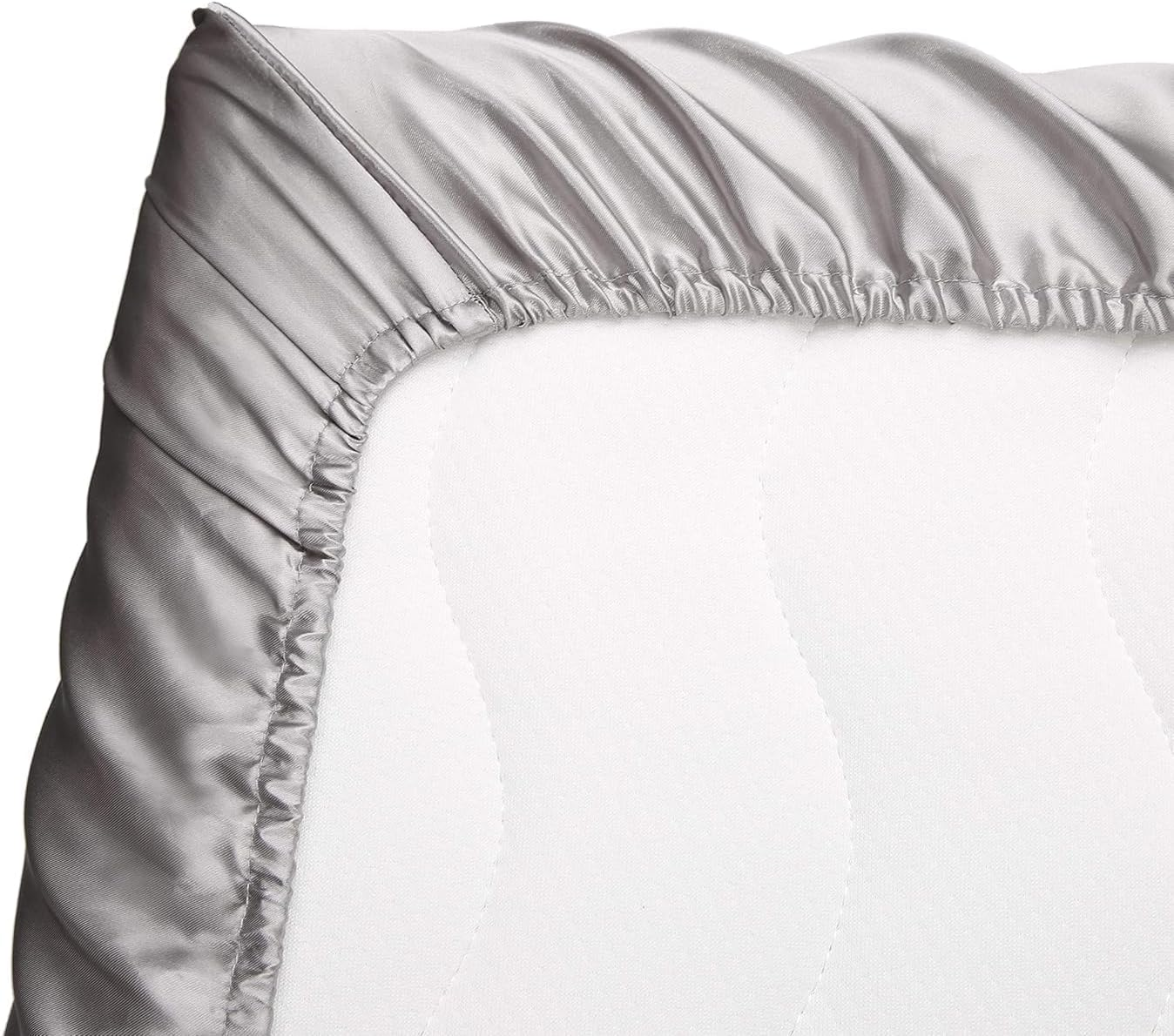 Bassinet Sheet High-Grade Fibers for Baby Hair for Hourglass, Oval,Rectangle Pads/Mattress with Satin Skirt Grey image number 5