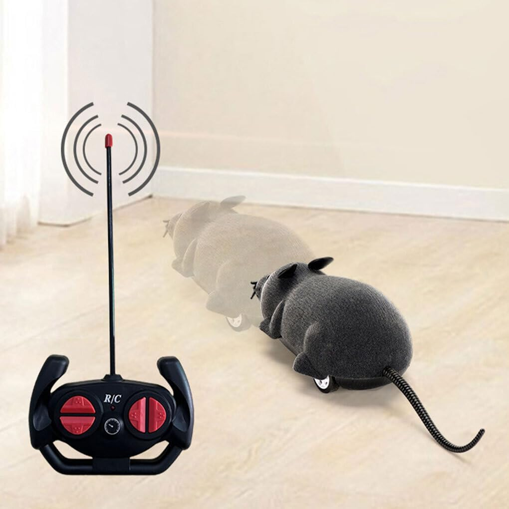 Robotic Mouse Cat Toy Interactive Pet Play for Cats Kittens Remote-Controlled Rats Plastic Electronic Cat Toy RC Cat Toy, Dark Grey - Dark Grey image number 1