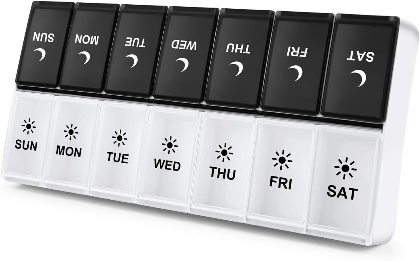 Pill Organizer 2 Times a Day, Weekly Box per AM PM Case, Day Night Container 7 Vitamin Case Twice image number 1