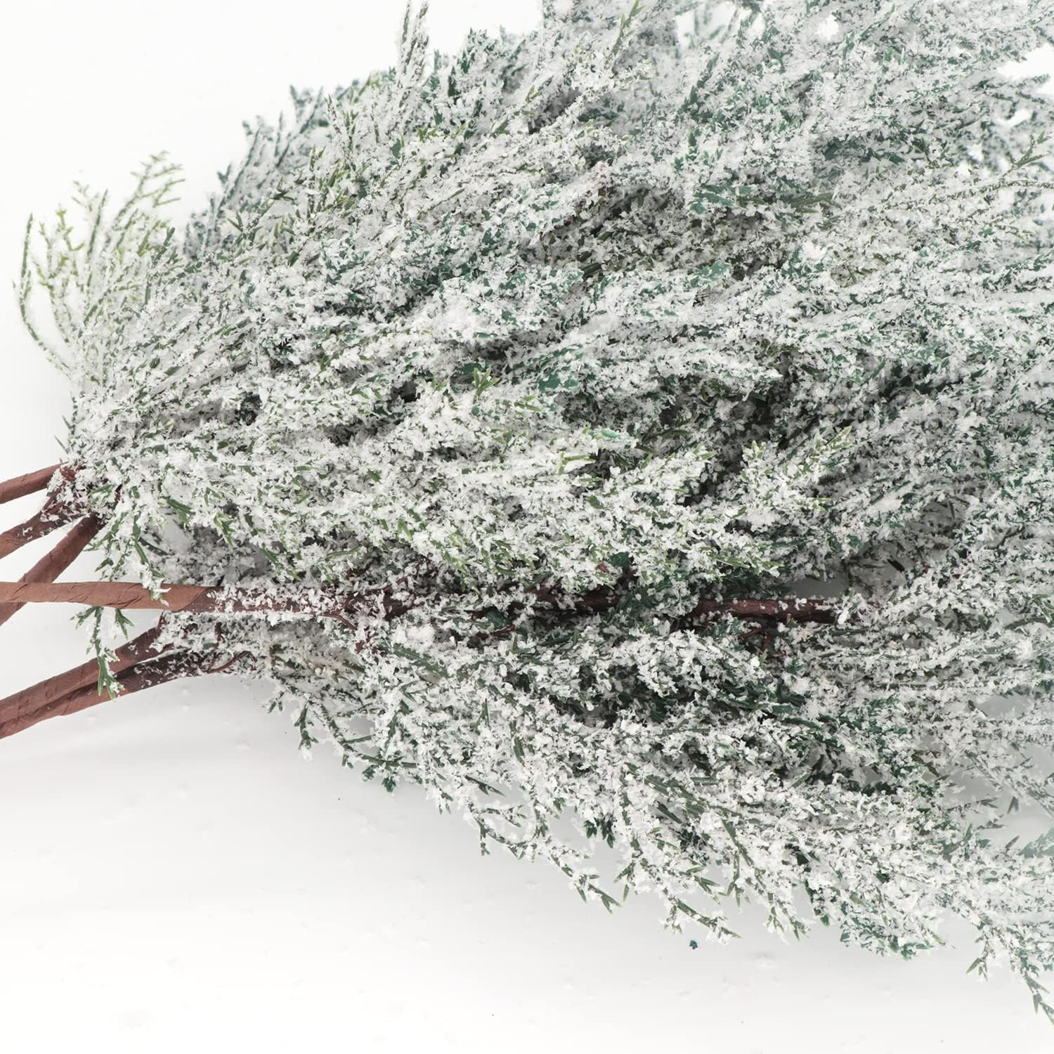 6 Pieces Frosted Artificial Cedar Pine Branches Sprigs 17" Snowy Faux Cedar Twig White Winter Greenery Stems Pine Picks Cedar Spray for Christmas Tree Craft Wreaths Garlands Holiday Season Decor (6) image number 4