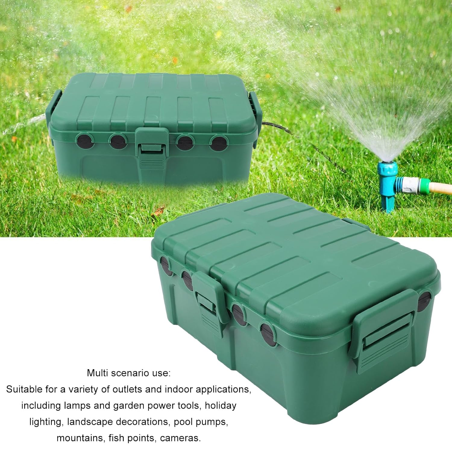 Jiawu Large Outdoor Electrical Box, Weatherproof Connection Box with 6 Cable Entry, IP54 Waterproof Extension Cord Cover Protect Power Strip, Plug, Holiday Lights 13.5 X 9.4 X 4.7In image number 2