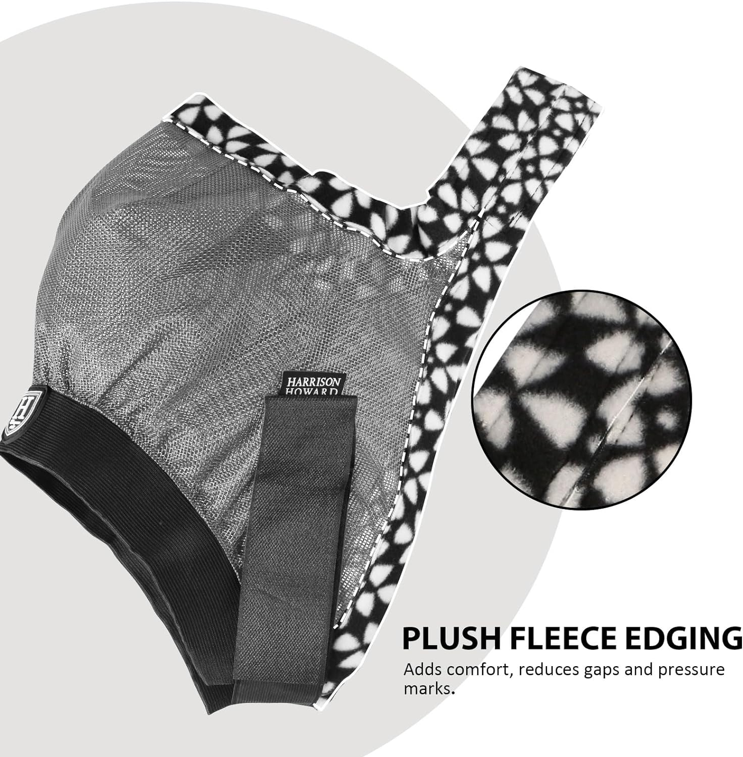 Harrison Howard Cattle Livestock Fly Mask Breathable Mesh Padded Edging with Fun Patterns Large Spacing Forelock Opening Design Adjustable Fit for Cattle Deep Grey