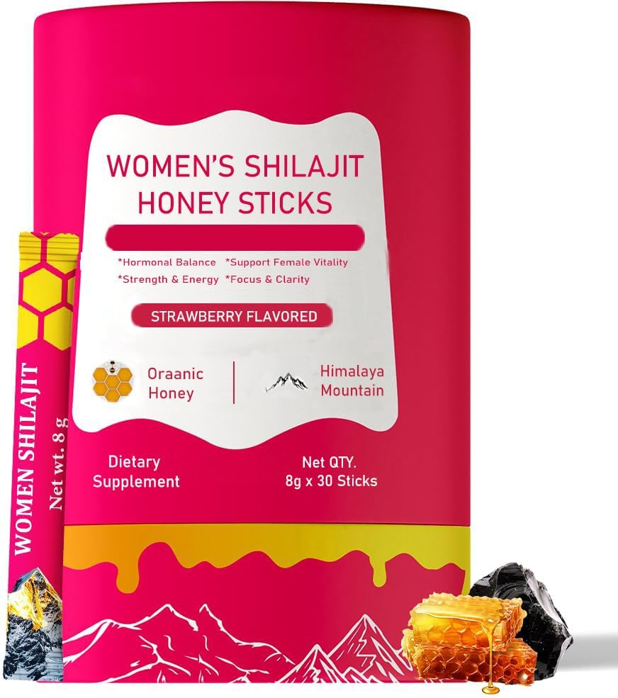 She-Lajit Honey Sticks | Shilajit for Women - Shatavari & Saffron for Hormonal Balance & Energy | Tasty Organic Honey Blend with Pure Himalayan Shilajit | 30 Sticks