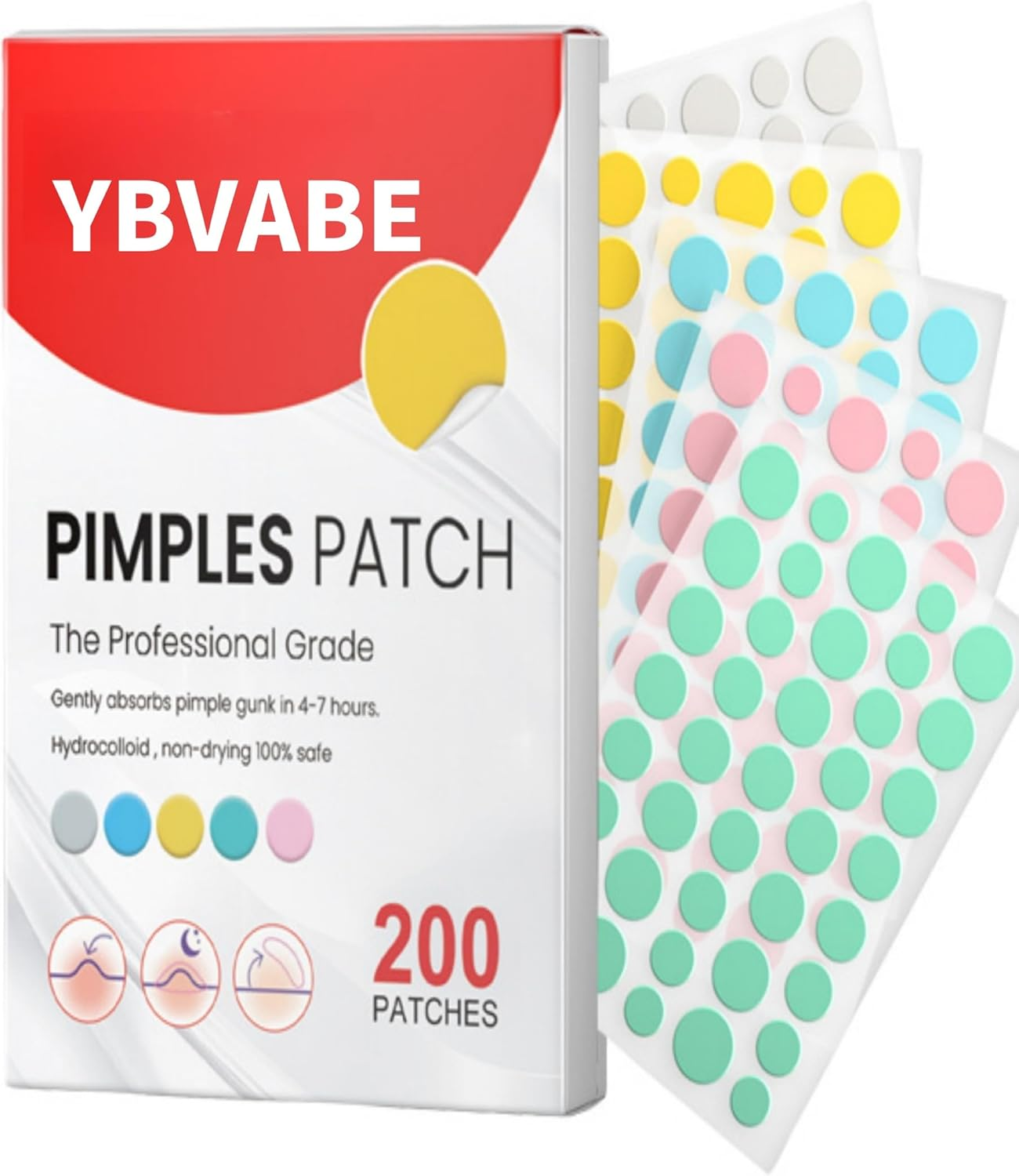 200Pieces Hydrocolloid Spot Patch for Blemish-Prone Skin &ndash; Invisible Acne Cover, Breathable & Waterproof, Gentle Skin Support image number 1