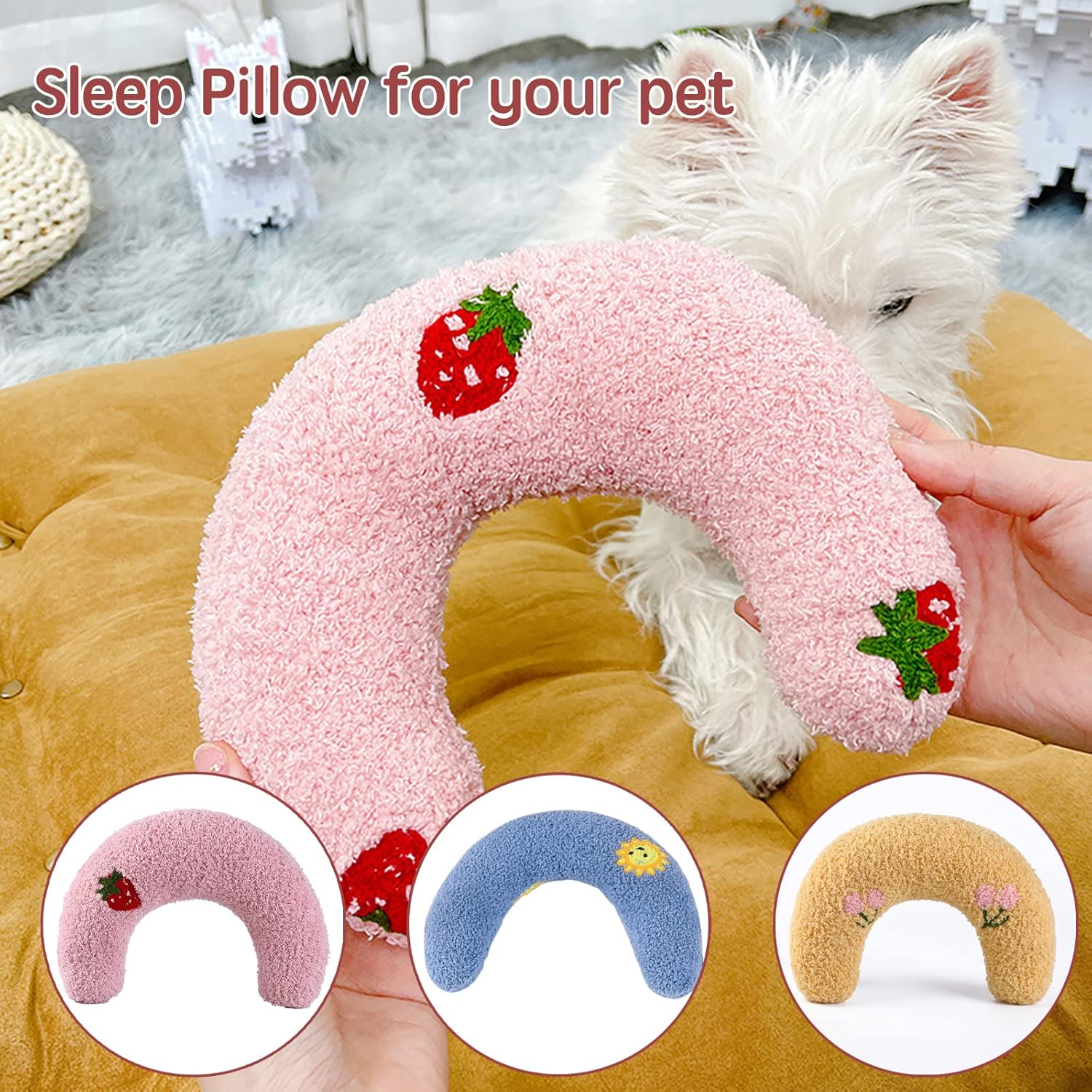 Cooshou 3 Pack Little Cat Pillow for Indoor Cats Puppy Kitten Pillow Bed Curl up Half Donut Pet Sleeping Improve Pillow for Female Girl Cats Male Boy Cats image number 4