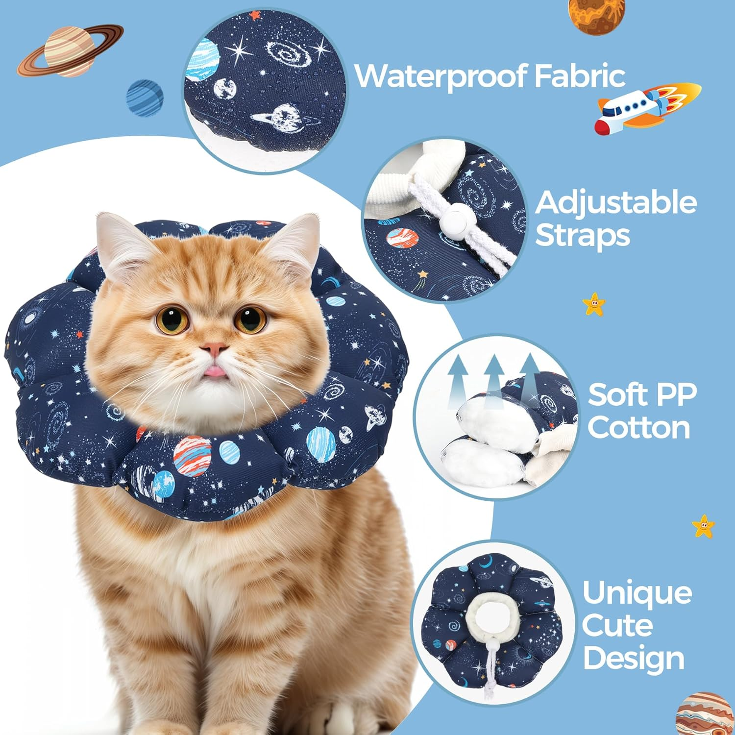Comsaf Soft, Protective Adjustable Cat Cone Collar to Stop Licking after Surgery, Comfortable Lightweight Elizabethan Collar for Large Cat and Small Dog, Dog Recovery Collar Prevents Licking Wounds image number 5