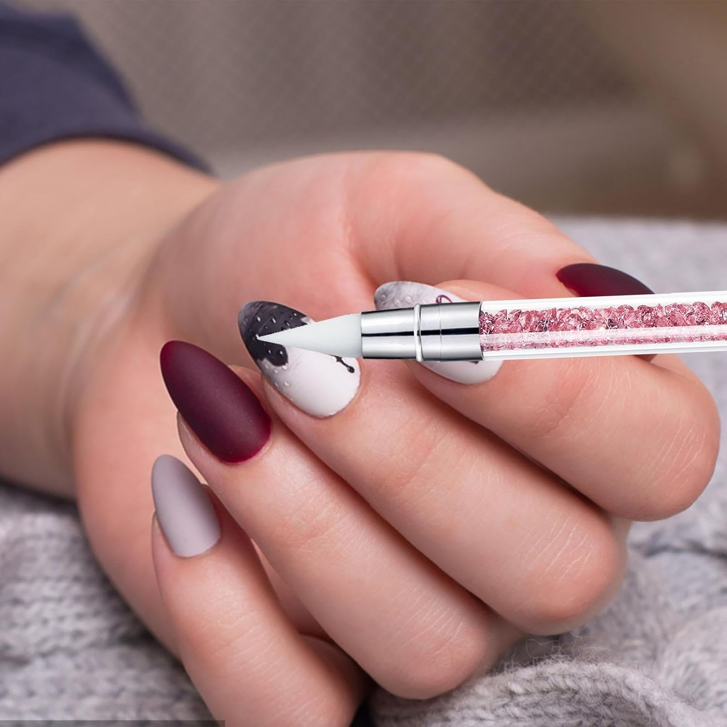 Nail Liner Brushes Pen, Rhinestone Picker Dotting Pens, Double-Headed Point Drill Drawing Brush Pen for Carving, Shaping 3D Effect, Reusable Gem Pick up Applicator Tool - 3 image number 7