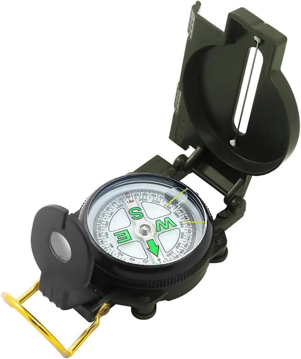 AIMALL Metal Compass DC45-2A with Magnifying Glass Portable Army Green Outdoor Navigation Tool for Hiking Camping Orienteering 3.03X2.28In image number 4