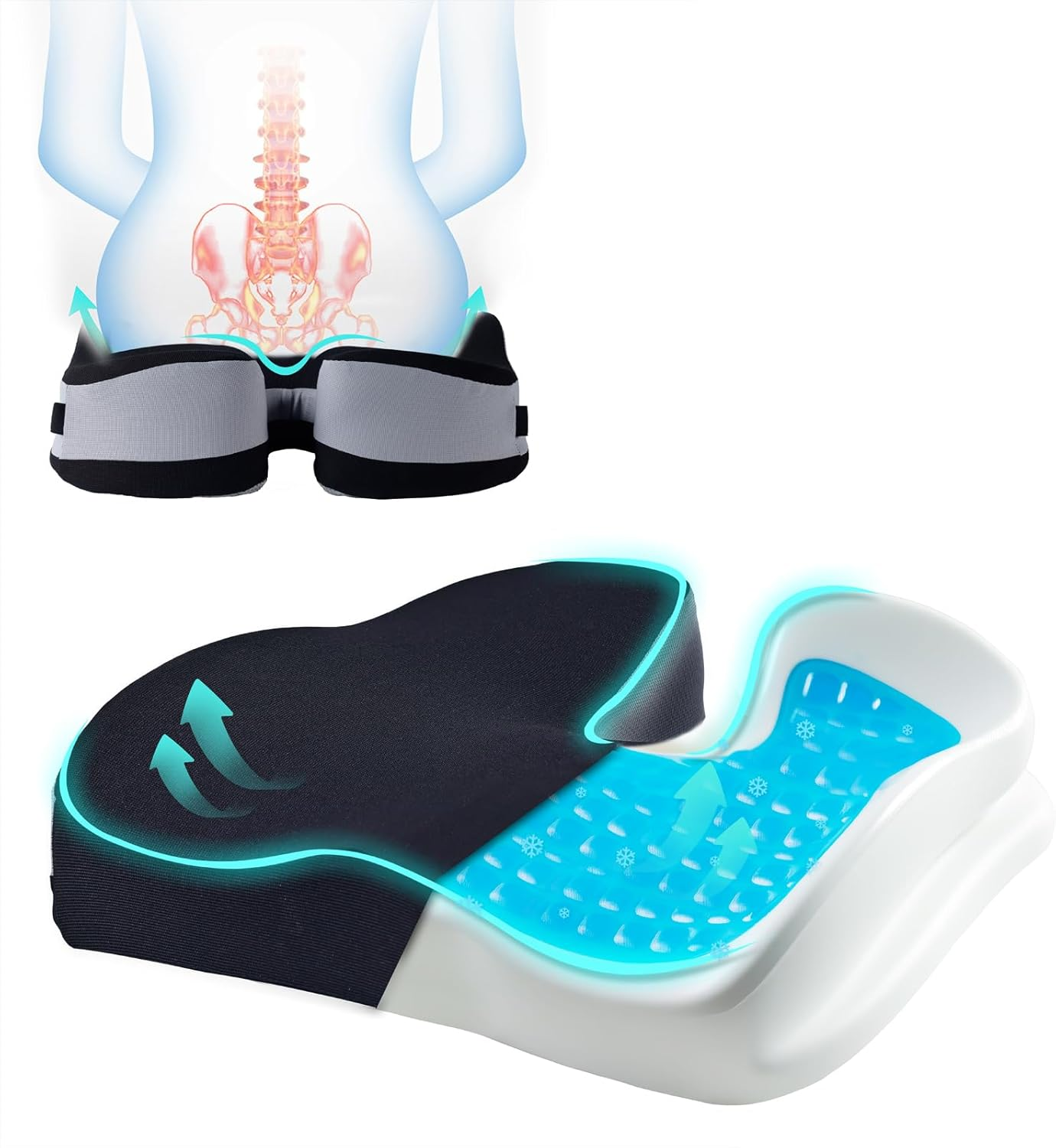 Seat Cushions for Office Chairs Wheelchair Cushion for Long Sitting Back Pain，Memory Foam Seat Car Computer Desk Chair Cushion，Coccyx Cushion for Tailbone Pain Relief Cushion Office Chair Butt Pillow