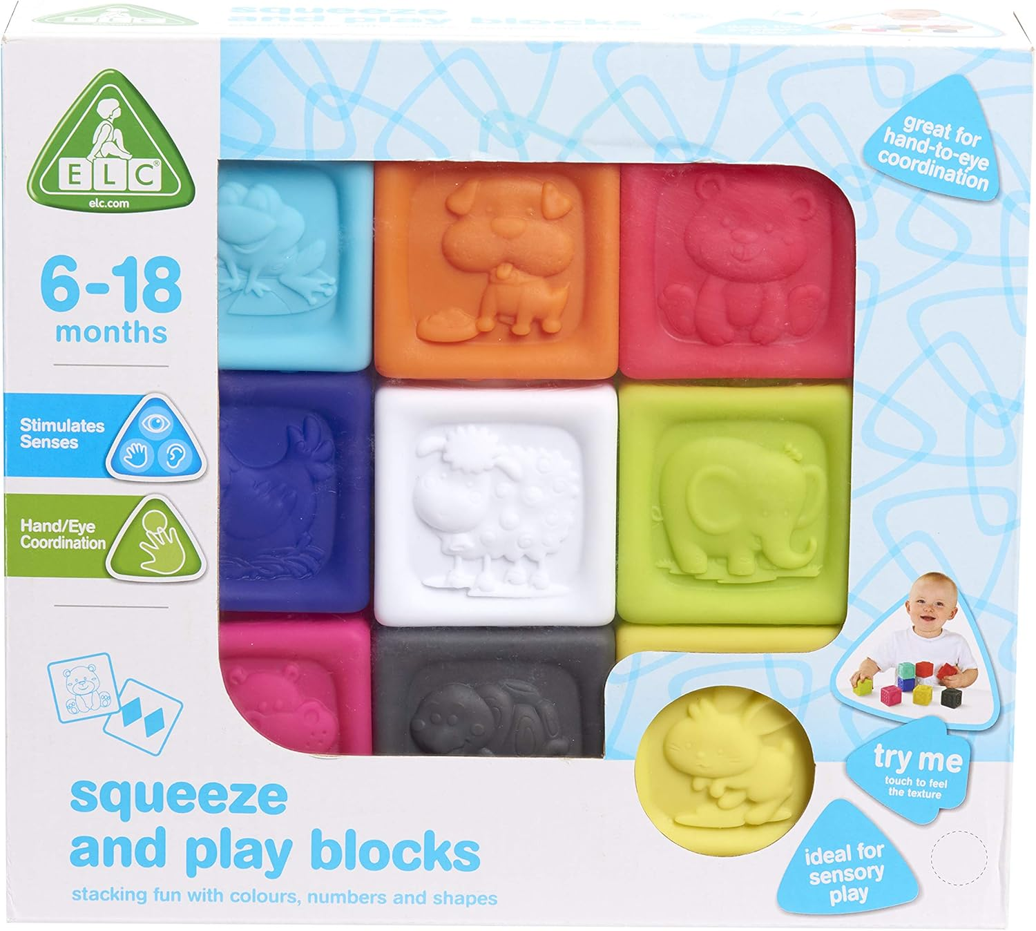 Early Learning Centre Squeezy Stacking Blocks, Stimulates Senses, Hand Eye Coordination, Kids Toys for Ages 06 Month, Gifts and Presents, Amazon Exclusive image number 1