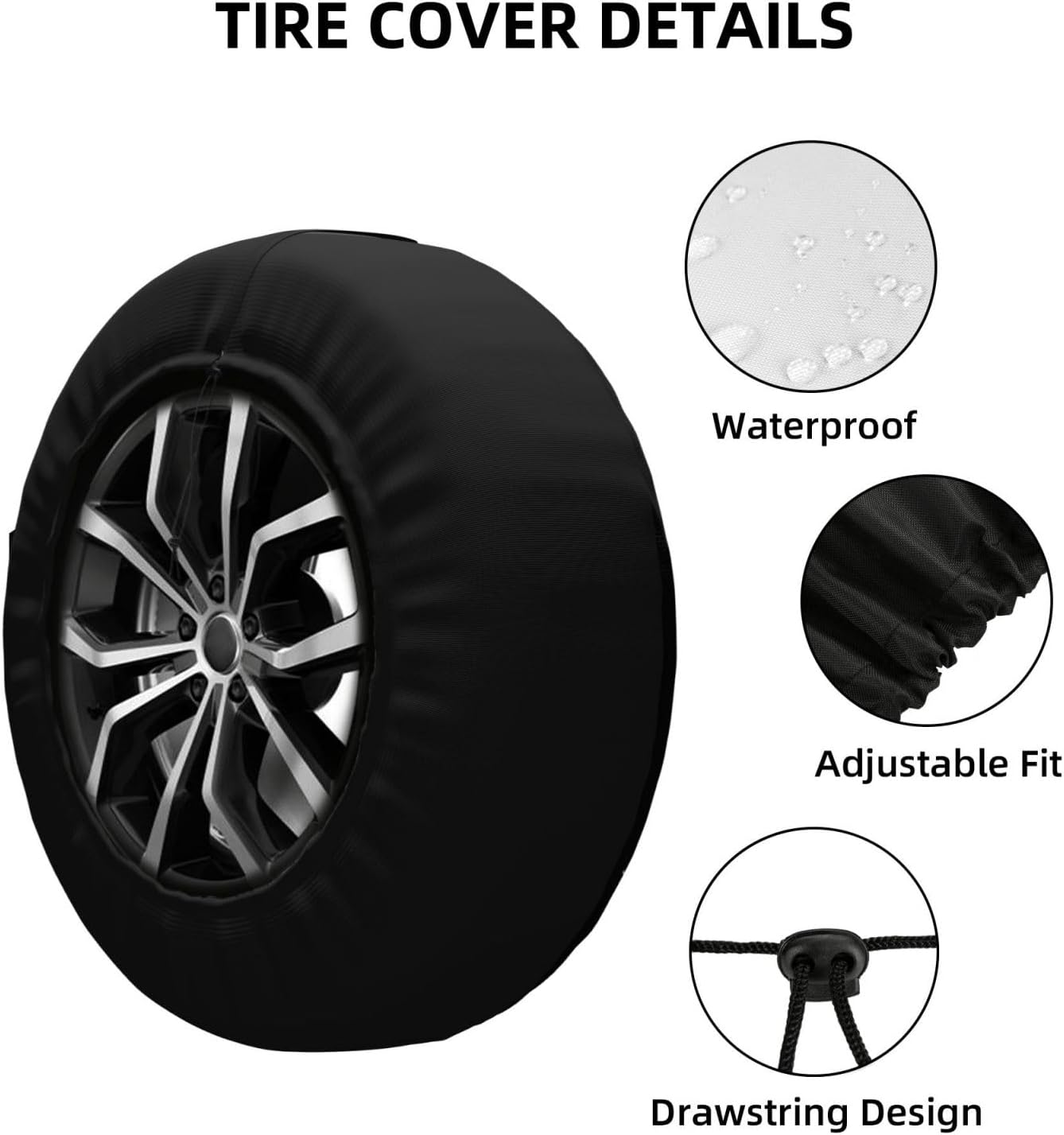 Universal Replacement Wheel Cover off Road 4X4 Adventure Waterproof Spare Wheel Cover Dustproof Tyre for Trailer, Motorhome, SUV, Off-Road Vehicle Wheel 17 Inch