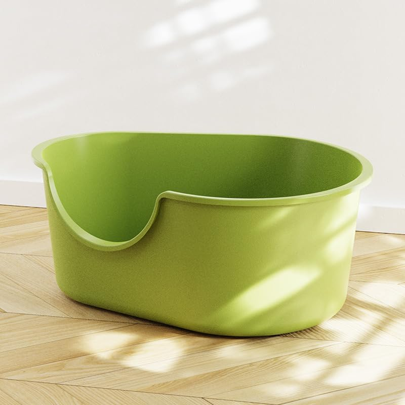 Cat Litter Tray Cat Litter Scoop Large Pet Toilet Box Kitty High Wall Green Tray,Large Open Top Cat Litter Box with Scooper and Anti-Slip Mat,59Cm Length