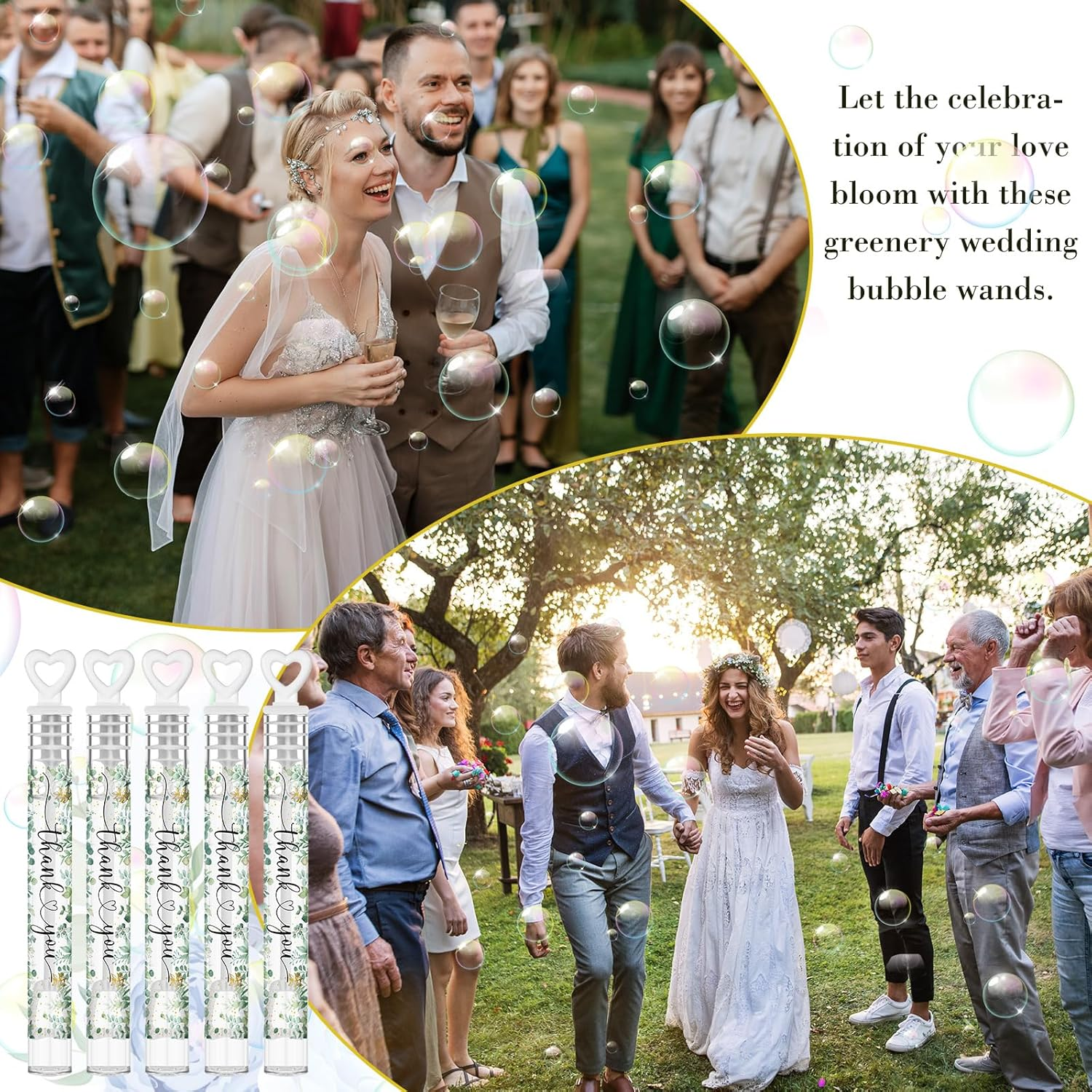 Hollowfly 120 Pcs Weddings Day Bubble Wand Bulk Goodie Bags Stuffers Mini for Weddings Birthday Party Supplies Prize, Bubble Liquid Included (Eucalyptus) image number 3