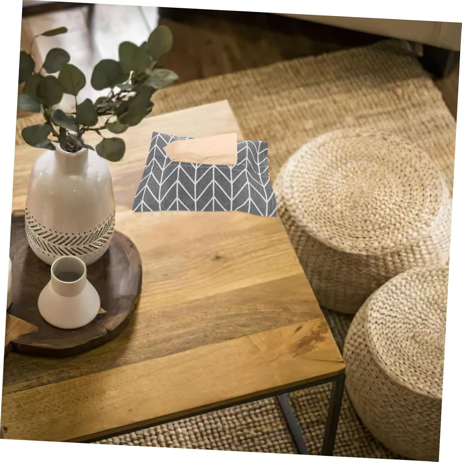 SHOWERORO 4Pcs Cotton Linen Tissue Storage Bag Linen Storage Bag Napkin Container Random Style image number 5