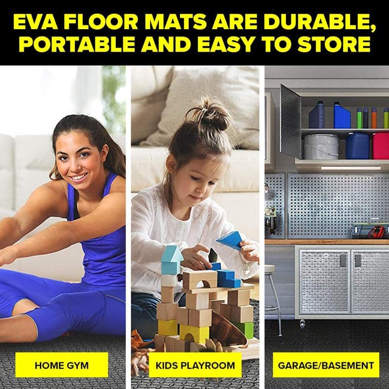 [40PCE] Handy Hardware Black EVA Mat, Durable, Non-Slip Surface for Home Gym, Yoga, and Exercise, Protects Floors and Provides Cushioning - Black (40PCE) image number 2