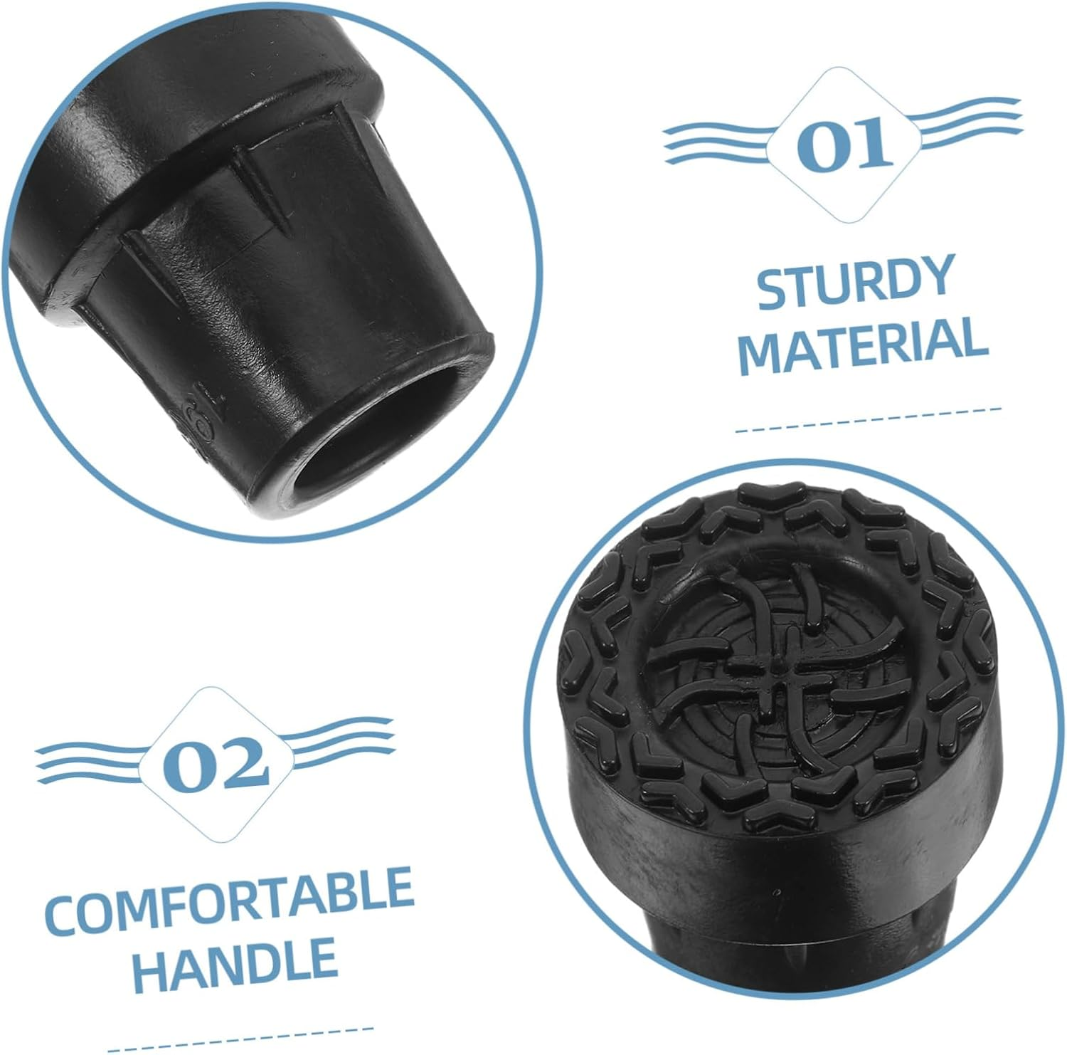 Ciieeo 10Pcs Replacement Rubber Cane Tips for Canes Crutch Walking Sticks and Walkers Non-Slip Heavy Duty Tips for Safe Walking Black - Yellow image number 4