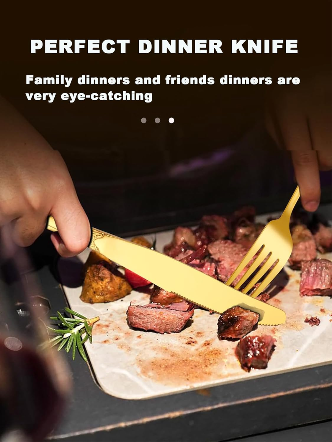 SHEUMNT Retro Gold Silverware Set for 4, Gorgeous 20 Pieces Stainless Steel Golden Flatware Set, Service for 4, Anti-Rust Dark Utensils Fork Spoon Knife, Antique Baroque Cutlery Set