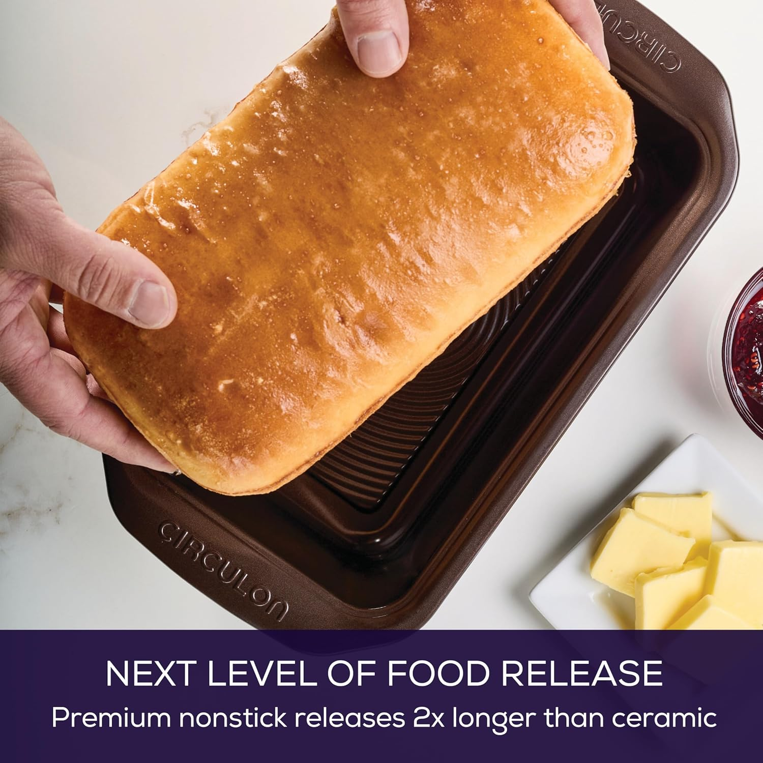 Circulon Nonstick Bakeware 9-Inch X 5-Inch Loaf Pan, Chocolate Brown image number 5