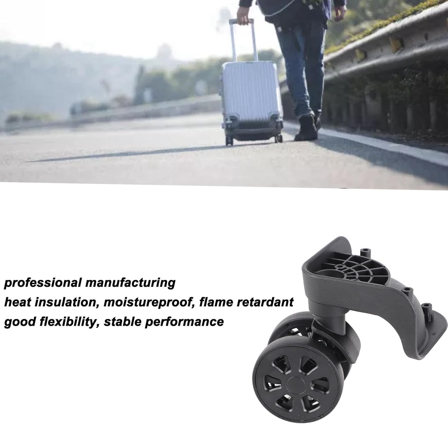 ANKROYU Universal Suitcase Wheels Replacement Set 2 Pack Premium Nylon Swivel Casters with 11 Screws for Luggage Repair Black Durable Travel Accessories image number 6