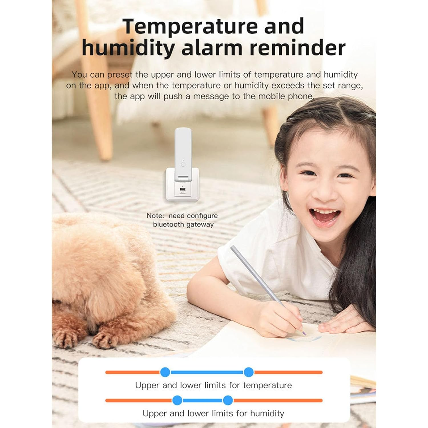 Jiawu Electronic Temperature Humidity Gauge Long Battery Life for Indoor Outdoor Use ABS Material Black