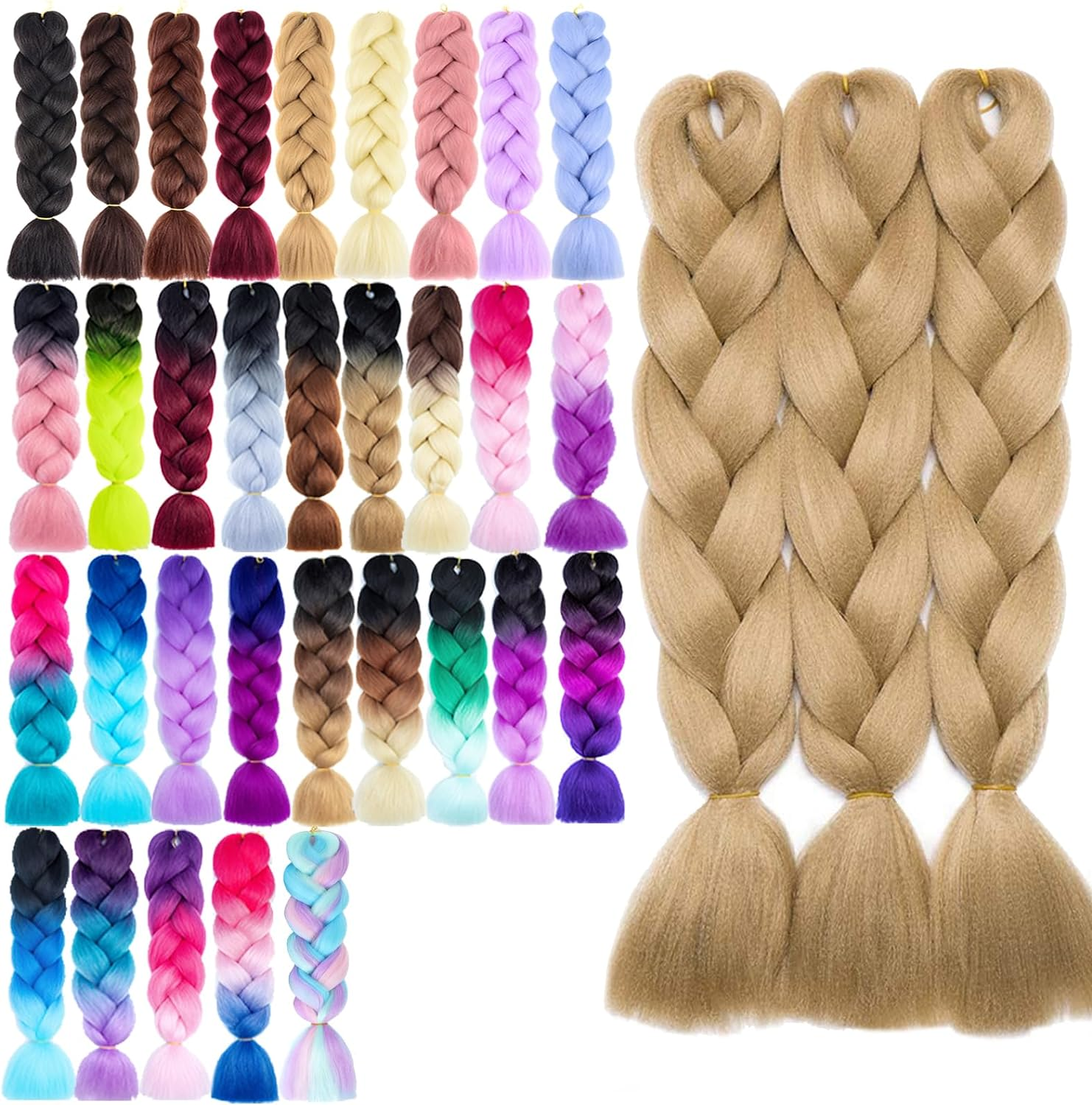 Kanekalon Jumbo Braiding Hair Extensions High Temperature Fiber Crochet Twist Braids 24Inch 3Pcs/Lot (B41)