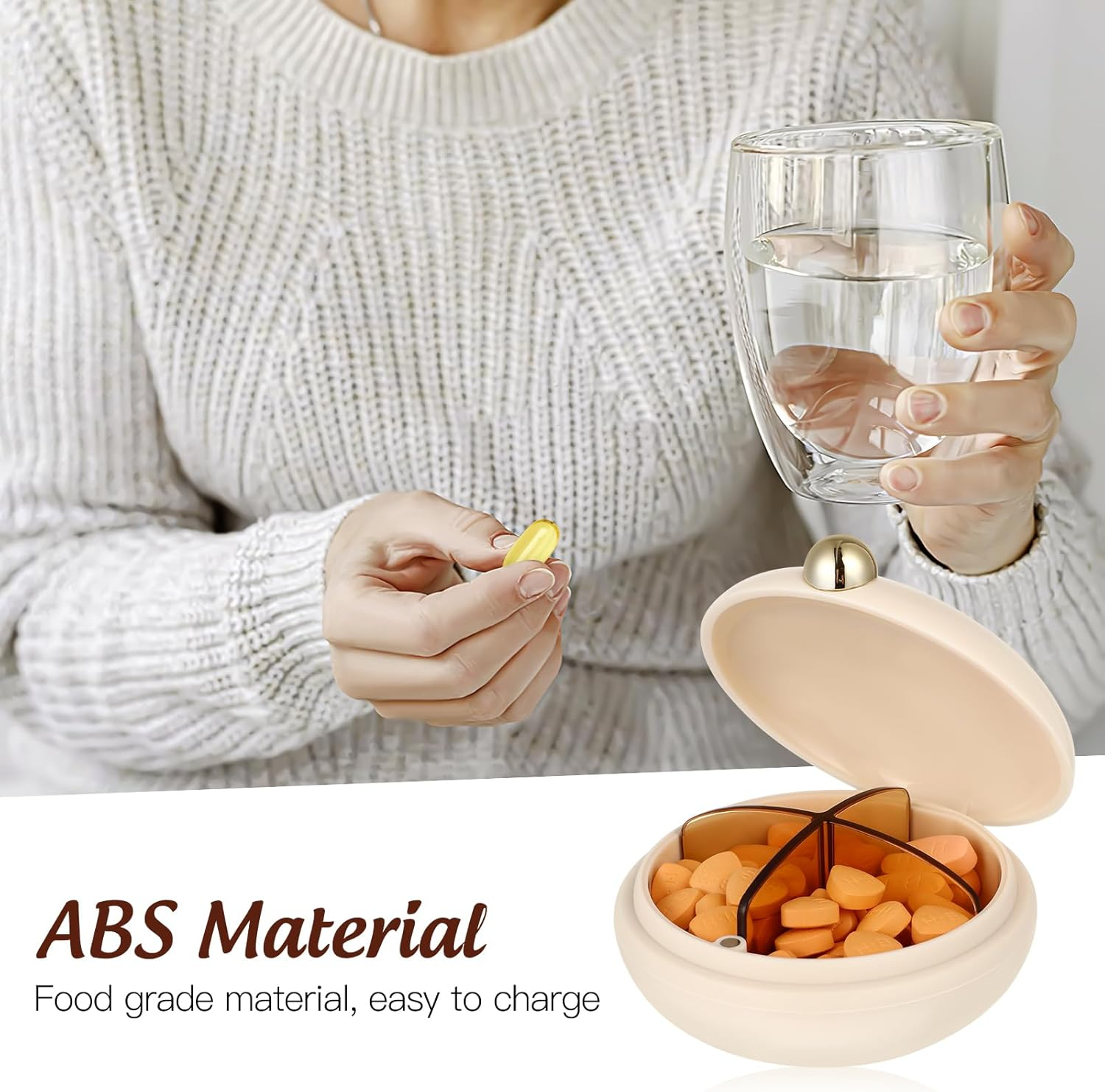 ULTECHNOVO Travel Pill Case with 4 Compartments Portable Medication Organizer Compact Airtight Pill Container for Outdoor and Daily Use image number 4