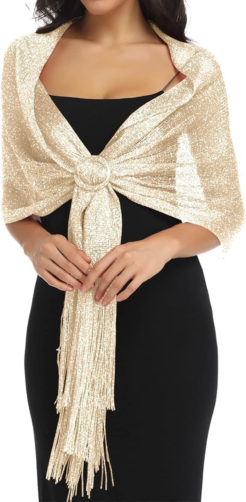 Holiday Banquet Evening Gown Accessories Metalic Shawls and Wraps for Evening Dresses image number 6