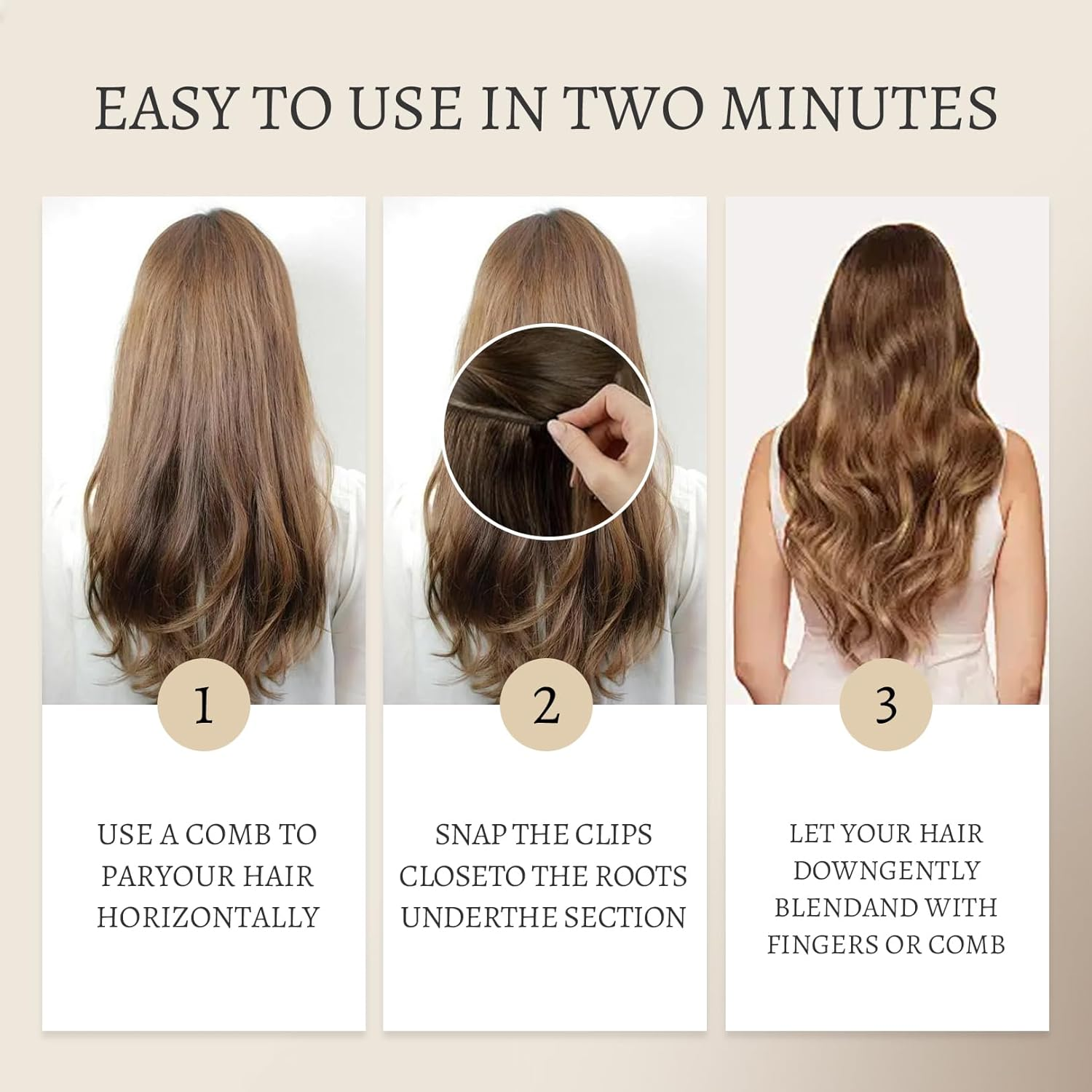 Clip-In Real Hair Extensions, 4 Pieces, 50 Cm, Hair Extensions Clip in for Women, Everyday and Special Occasions image number 4