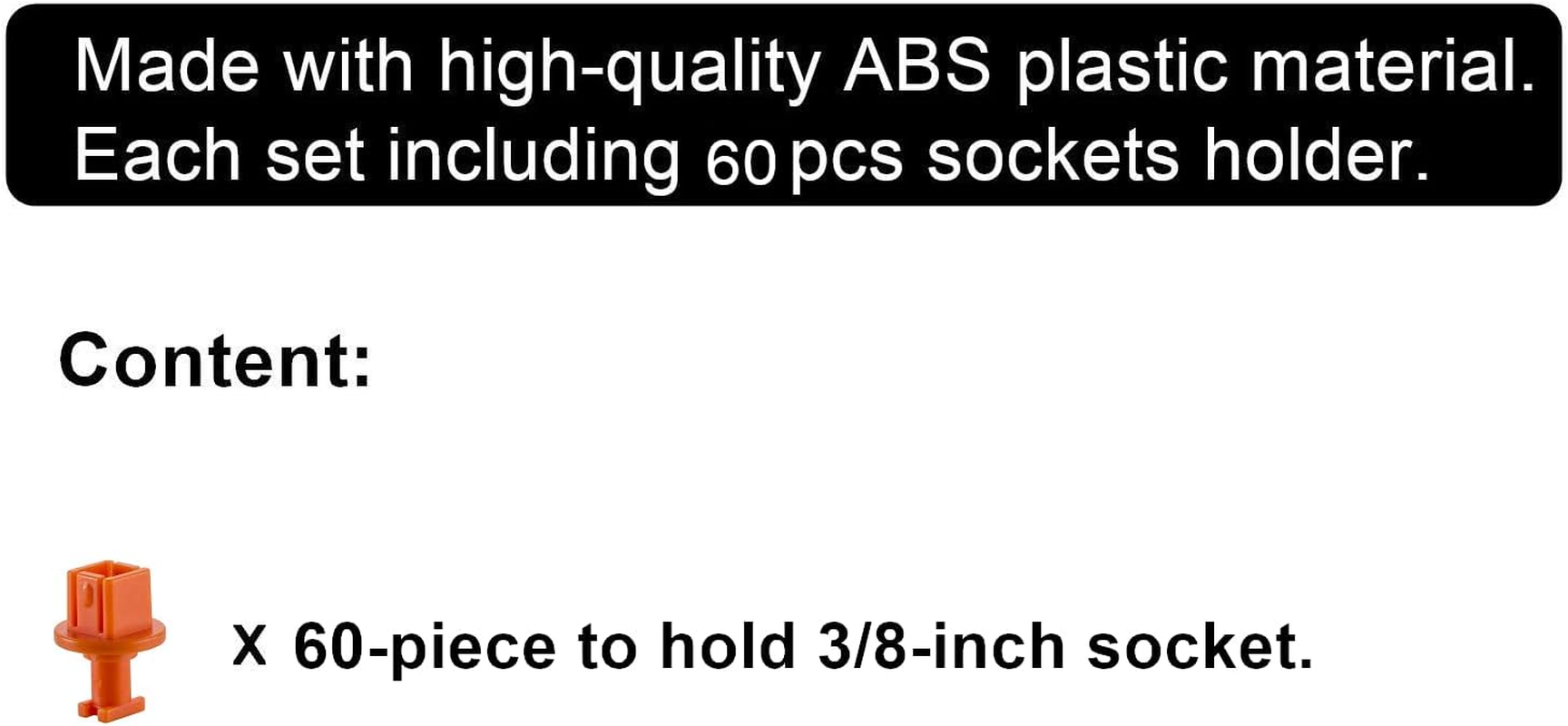 FREE ZONE - 60-Piece 3/8-Inch Drive Socket Holder. Expansion Pack for FREE ZONE Socket Organizer. for All 3/8-Inch Dr. Socket and Tools. Metric and SAE, Standard/Deep Size Sockets image number 3