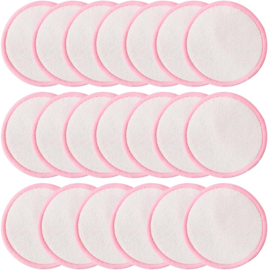 Pack of 20 Make-Up Pads Washable, Reusable Cotton Pads Made of Bamboo and Cotton, Reusable Microfibre Make-Up Pads for Facial Cleansing and Skin Care image number 2