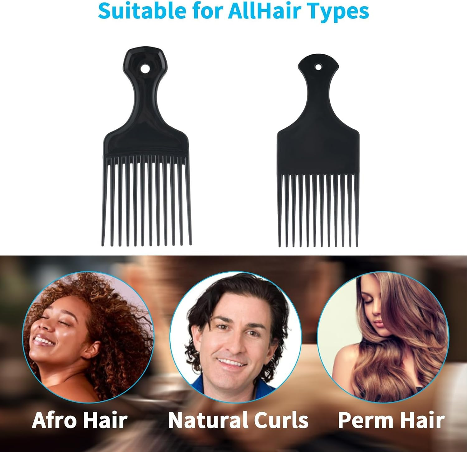 GVSS 3 X Afro Comb, Long Afro Kinky Hair Comb, Wide Flat Tooth Plastic Hair Comb, Hairdressing Tool for Styling and Detangling Curly and Tangled Hair image number 5