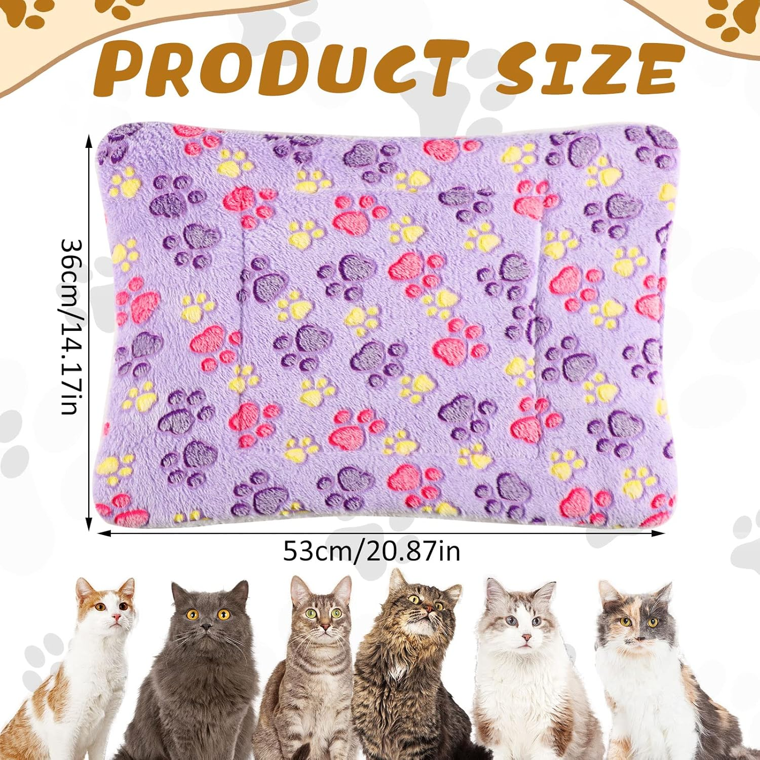 5 Pcs Guinea Pig Bed Mat Cute Cats Paw Print Blanket Bed for Small Animal Winter Soft Plush Bunny Dog Cat Bed Thickened Washable Reversible Fleece Crate Bed Mat Hamster Bedding (21 X 14 Inch) image number 2