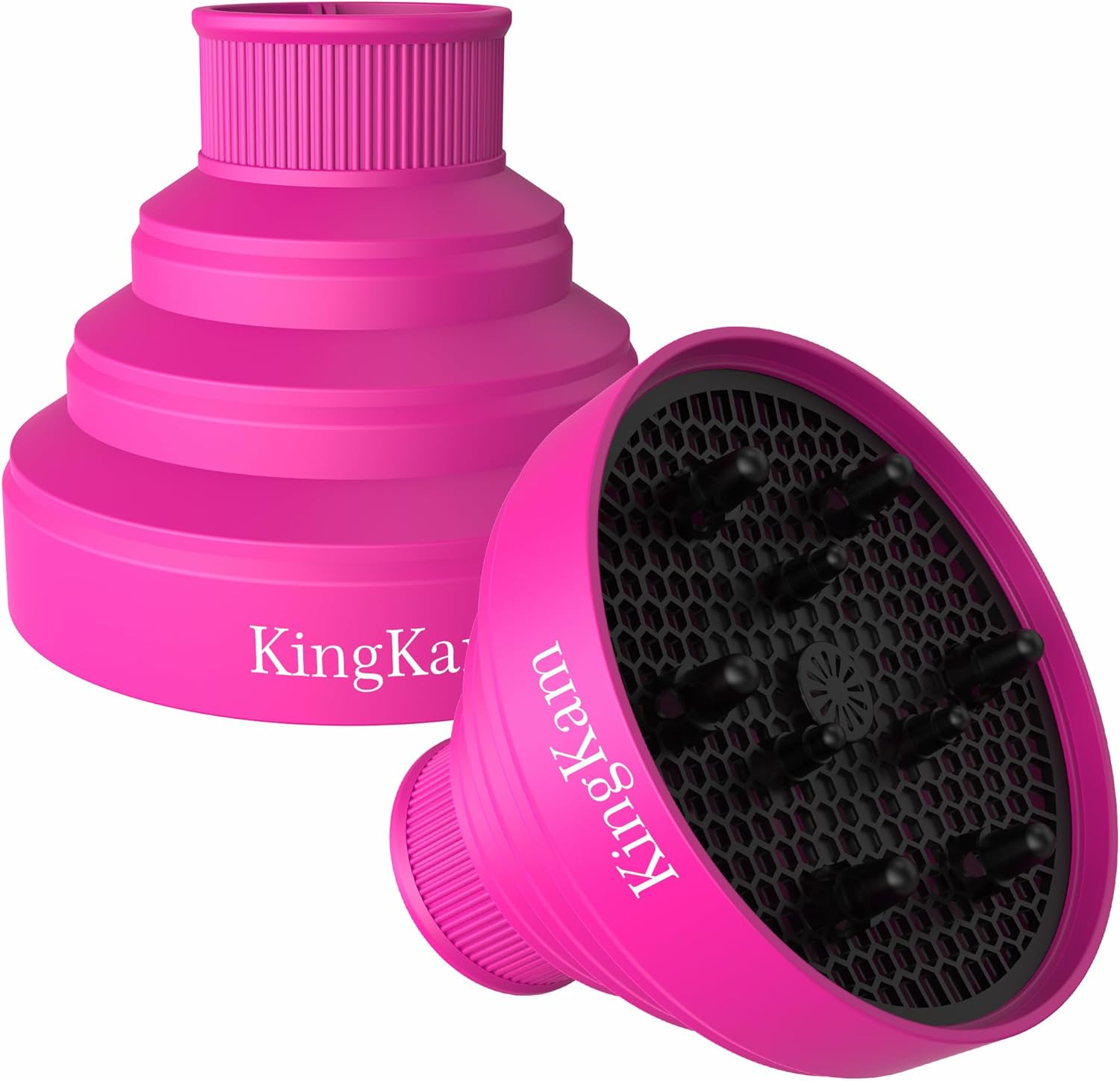 Kingkam Collapsible Hair Dryer Diffuser - Travel and Easy Storage - Diffuser Attachment Fit Most Hair Dryers with Nozzle Diameter D-1.575Inch to 1.968 Inch (4-5Cm) - Black
