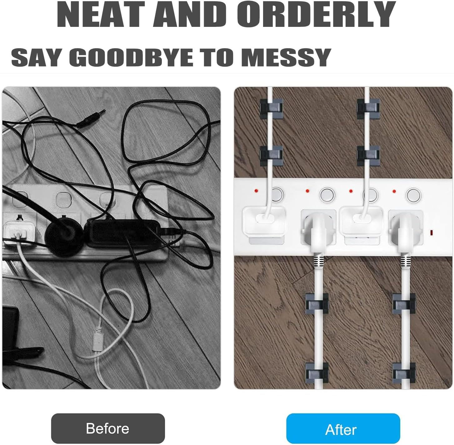 Mtxorvix 100PCS Adhesive Cable Clips with Strong Tapes - Cord Organizer Holder for Wire Management in Car, Office, and Home (Black)