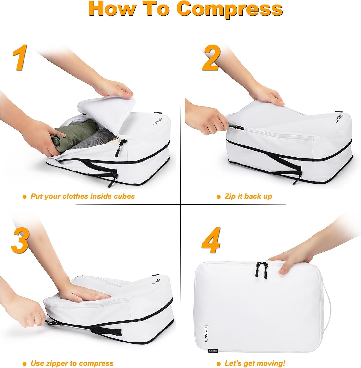 Velaybor 8 Set Compression Packing Cubes for Travel, Waterproof Luggage Organizers, Suitcase Organizer Set for Carry-On & Checked Baggage, Travel Accessories for Men & Women - 02-Black image number 3